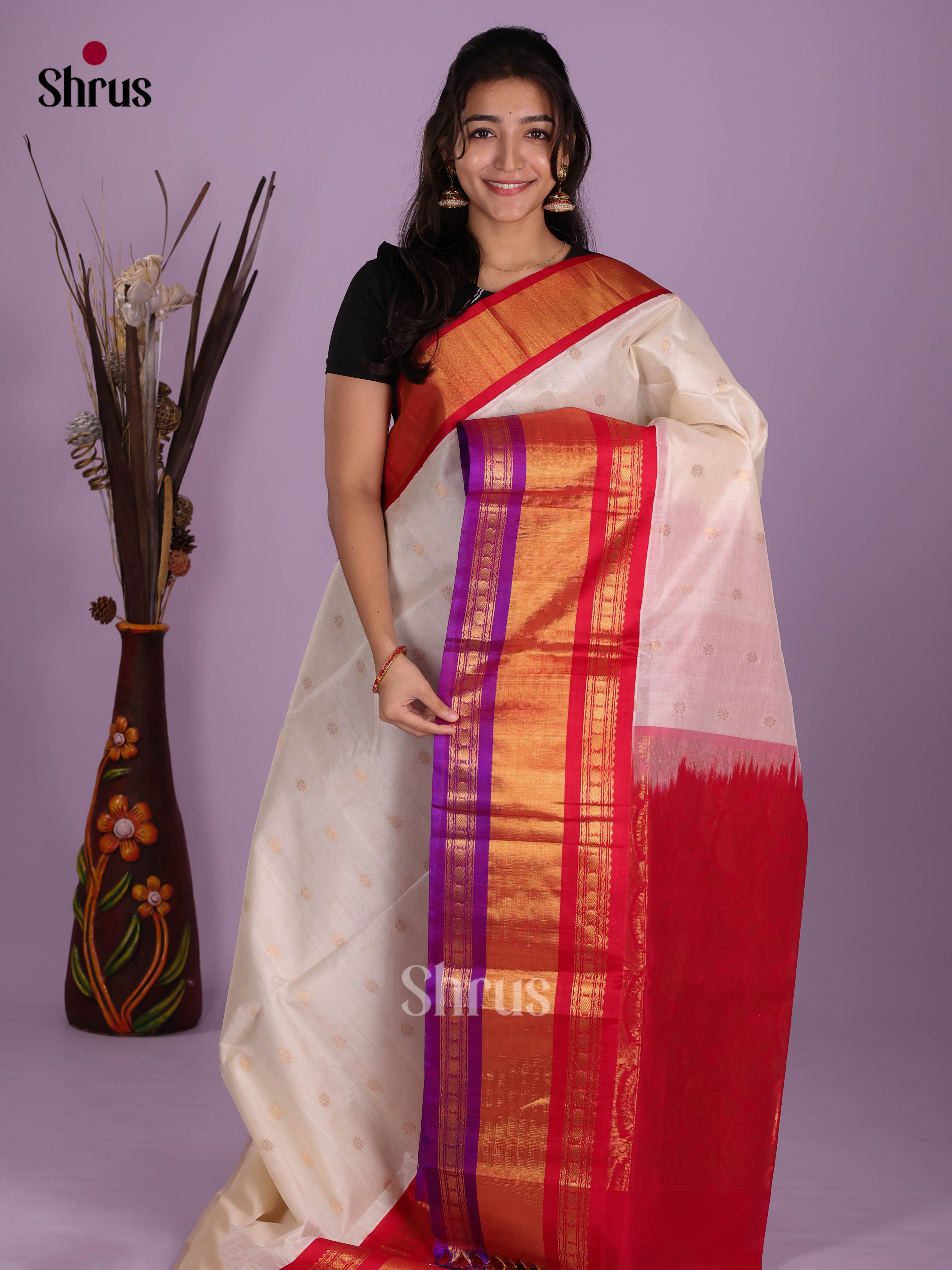DKS08236 - Silk Cotton Saree - Shop on Shrus.com