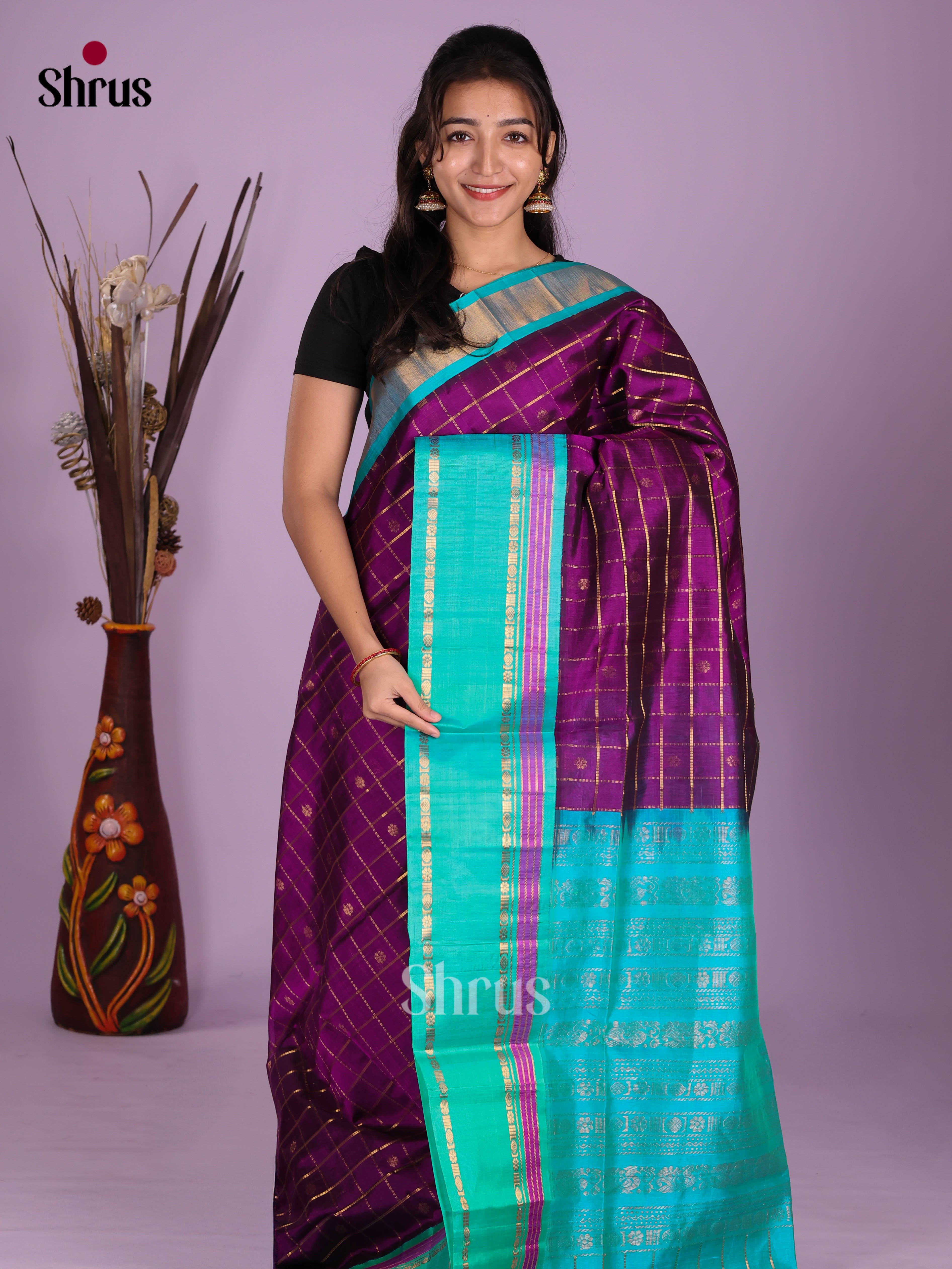 DKS08243 - Silk Cotton Saree - Shop on Shrus.com