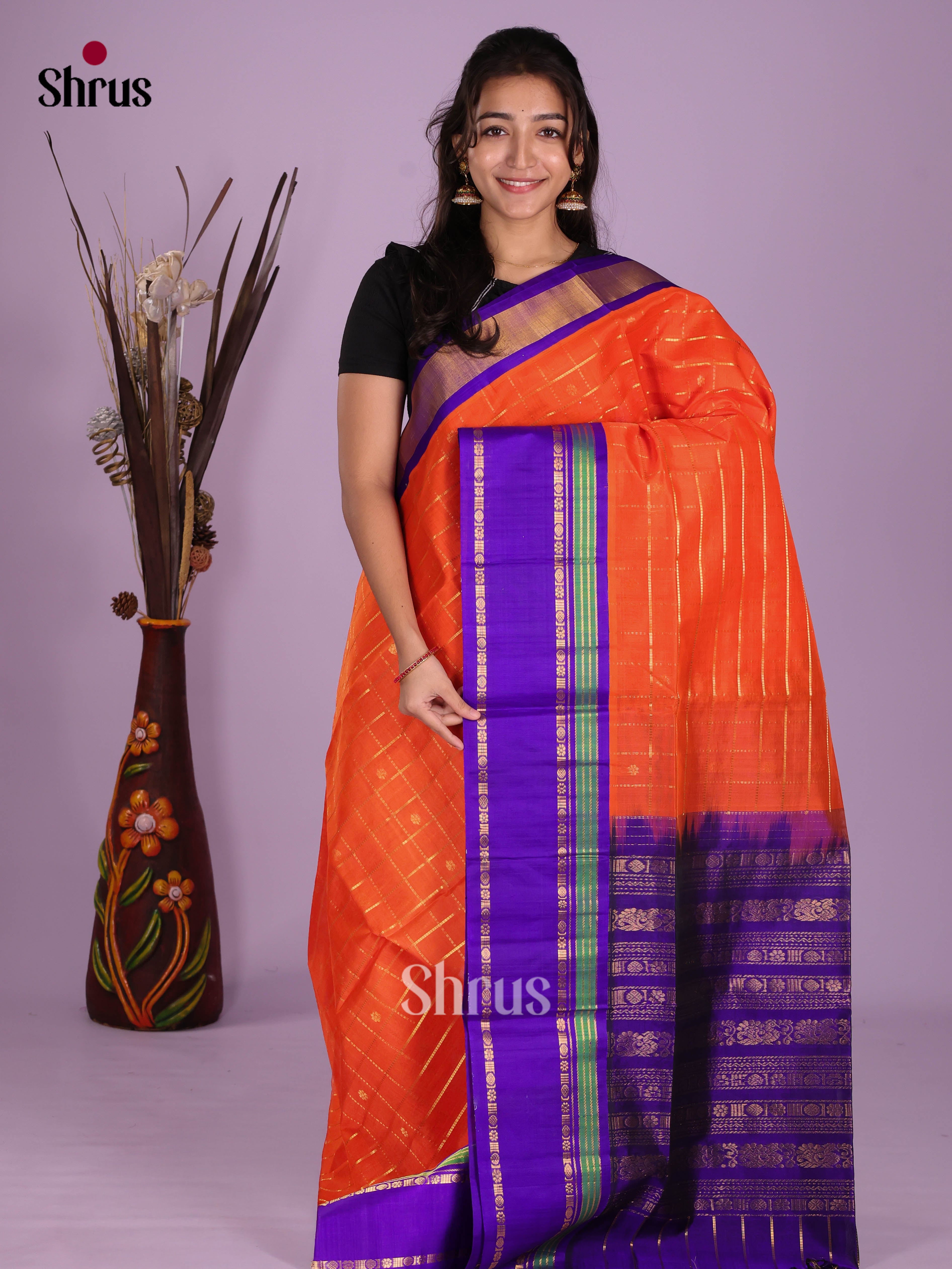 DKS08244 - Silk Cotton Saree - Shop on Shrus.com