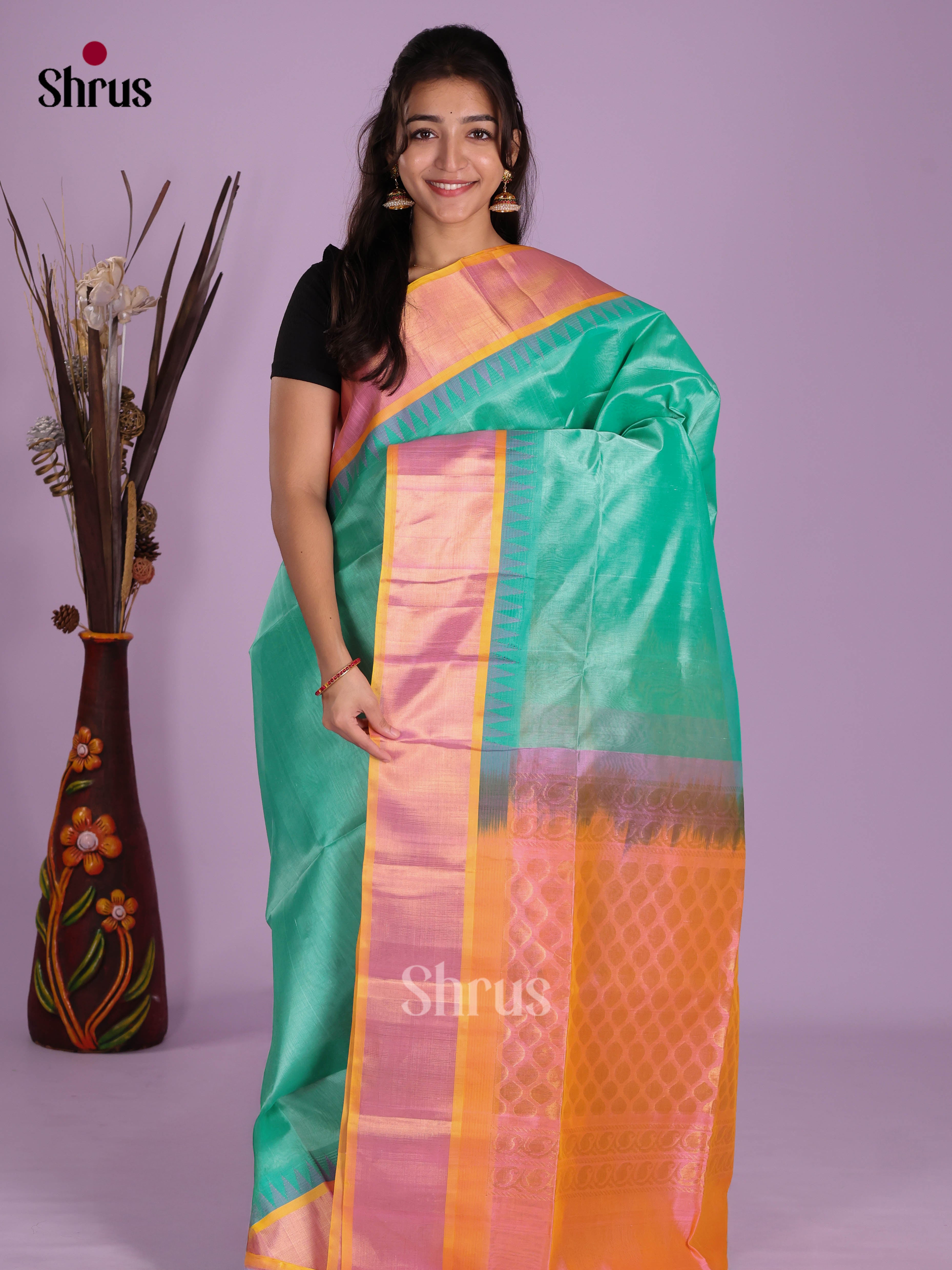 DKS08260 - Silk Cotton Saree - Shop on Shrus.com