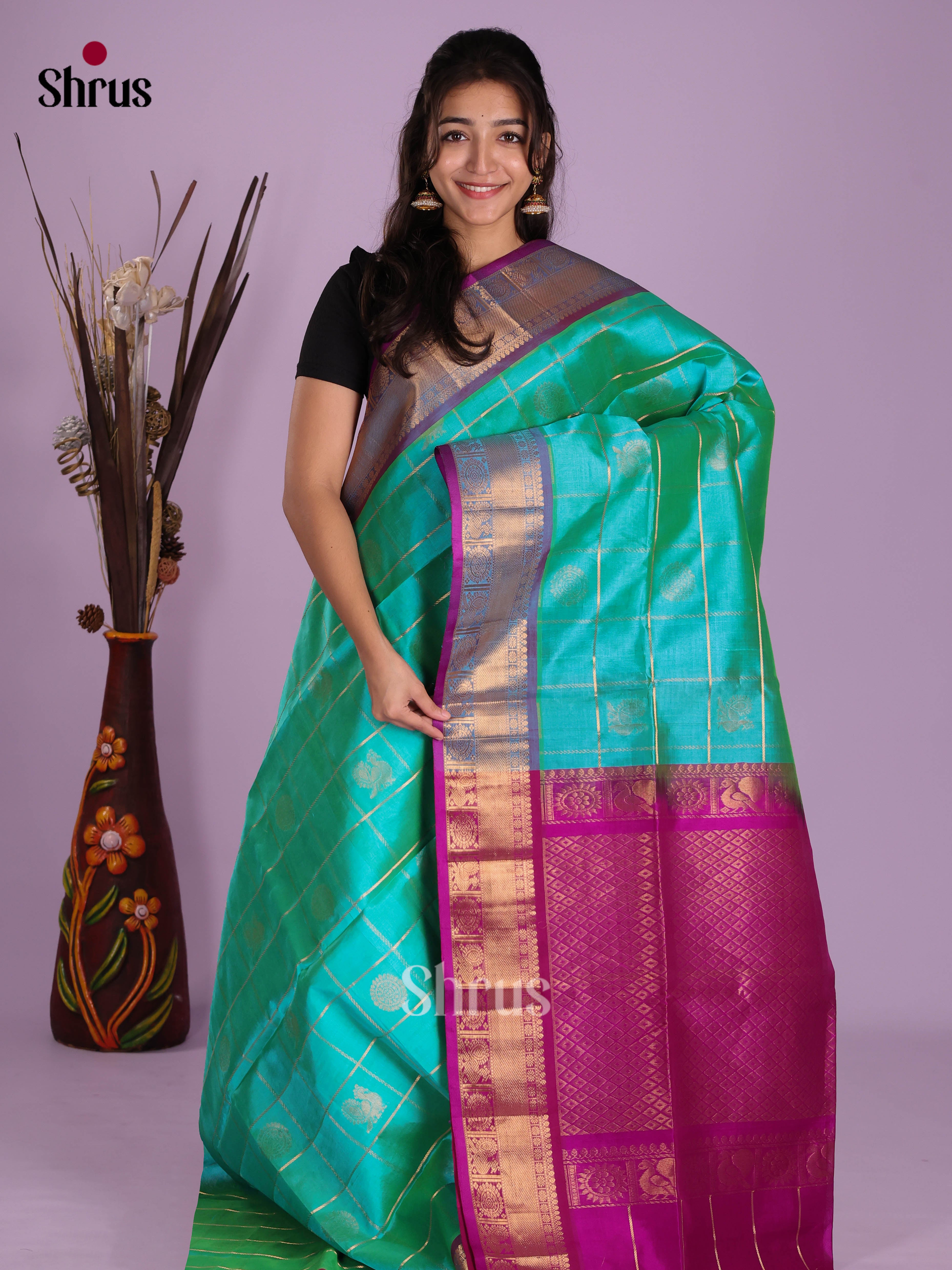 DKS08326 - Silk Cotton Saree - Shop on Shrus.com