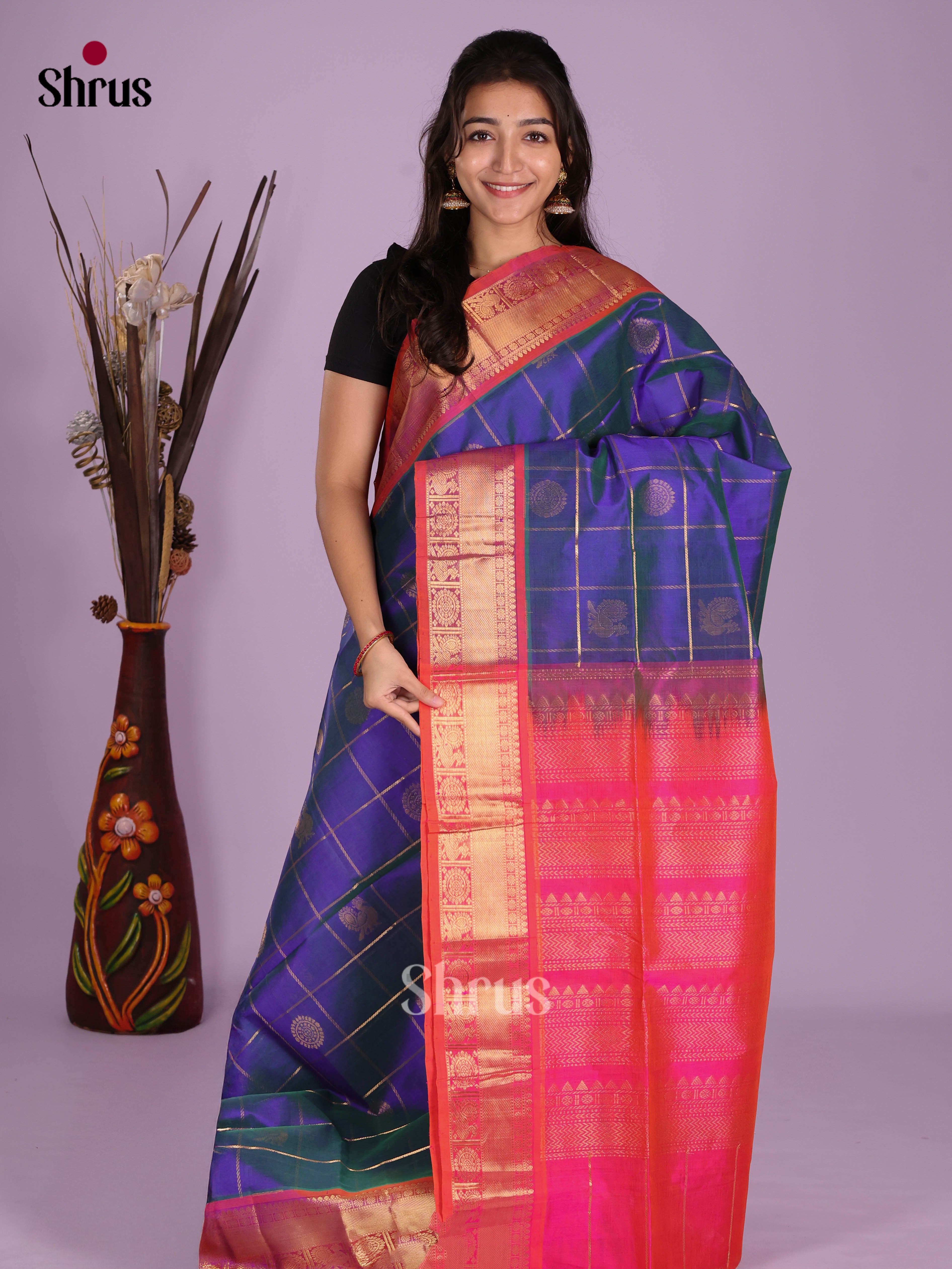 DKS08331 - Silk Cotton Saree - Shop on Shrus.com