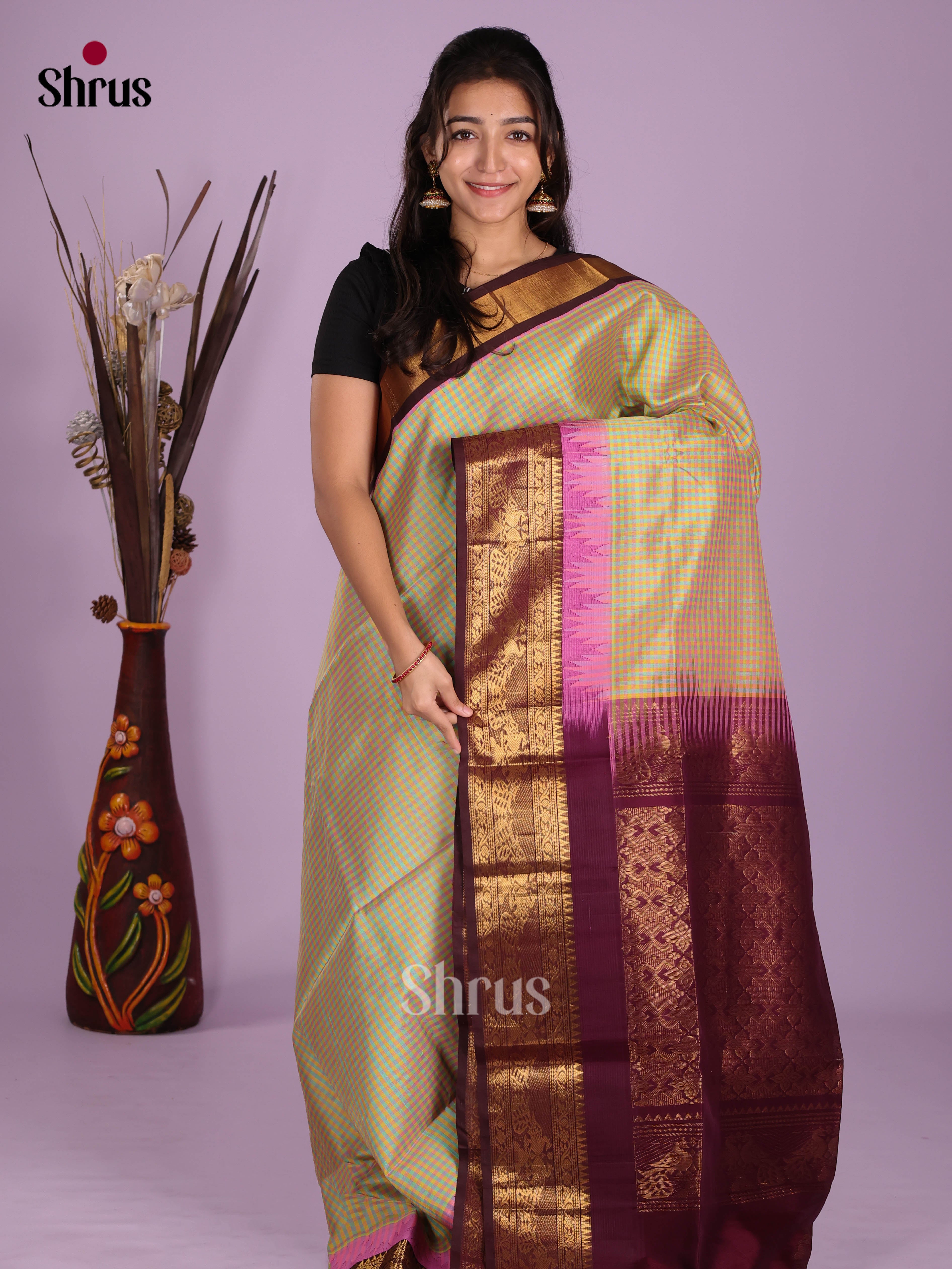 DKS08337 - Silk Cotton Saree - Shop on Shrus.com