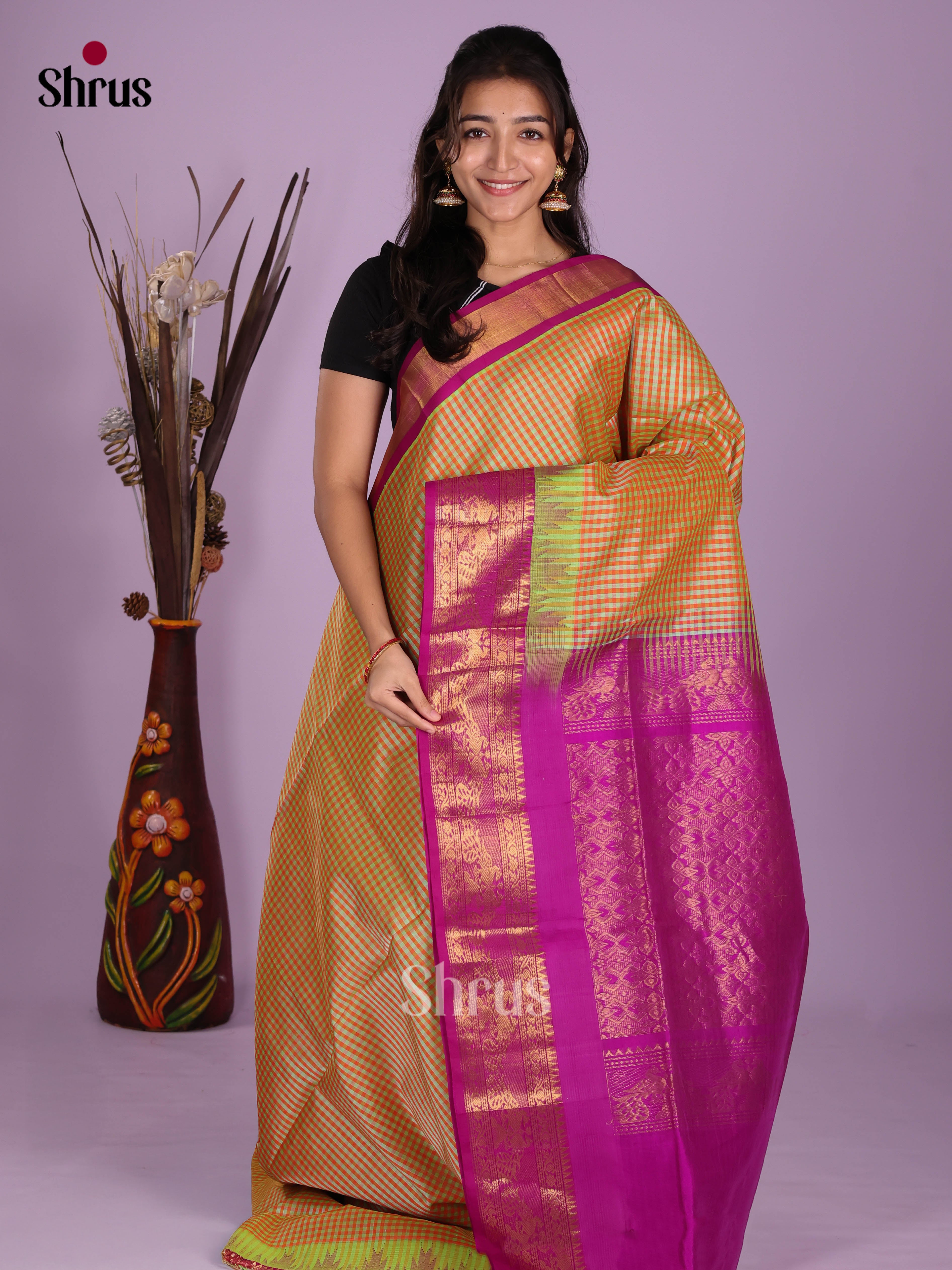 DKS08339 - Silk Cotton Saree - Shop on Shrus.com
