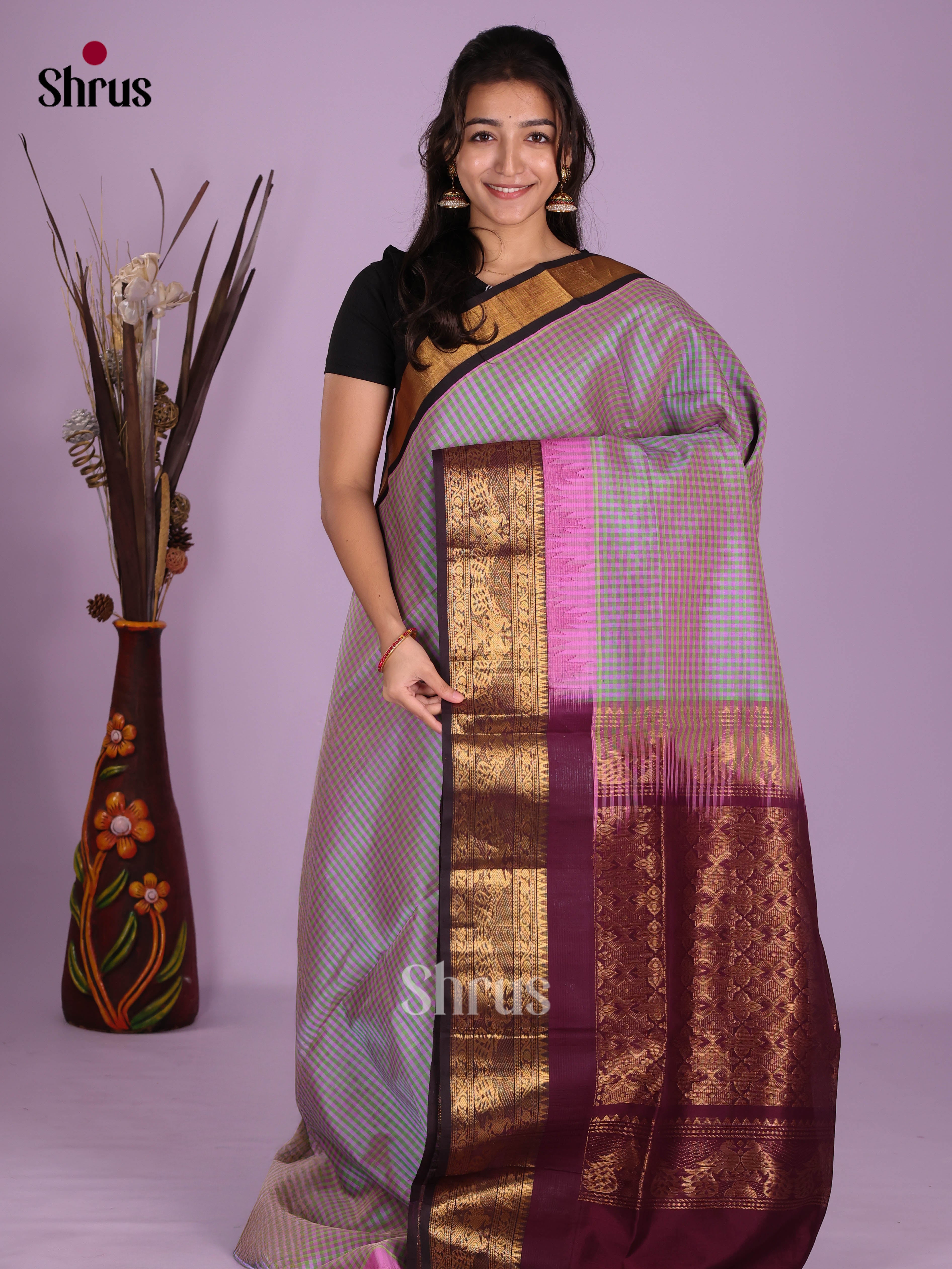 DKS08344 - Silk Cotton Saree - Shop on Shrus.com
