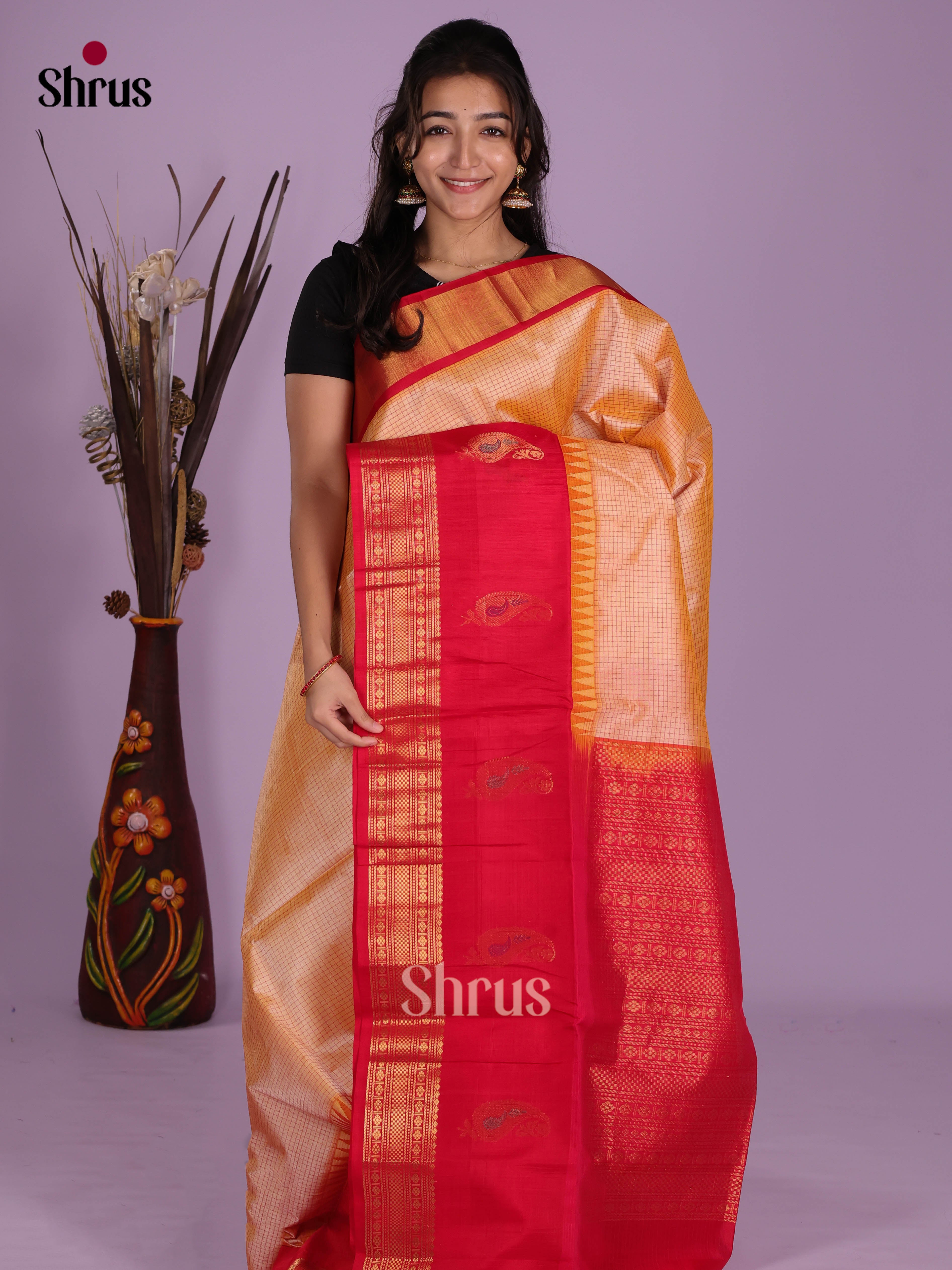 DKS08354 - Silk Cotton Saree - Shop on Shrus.com
