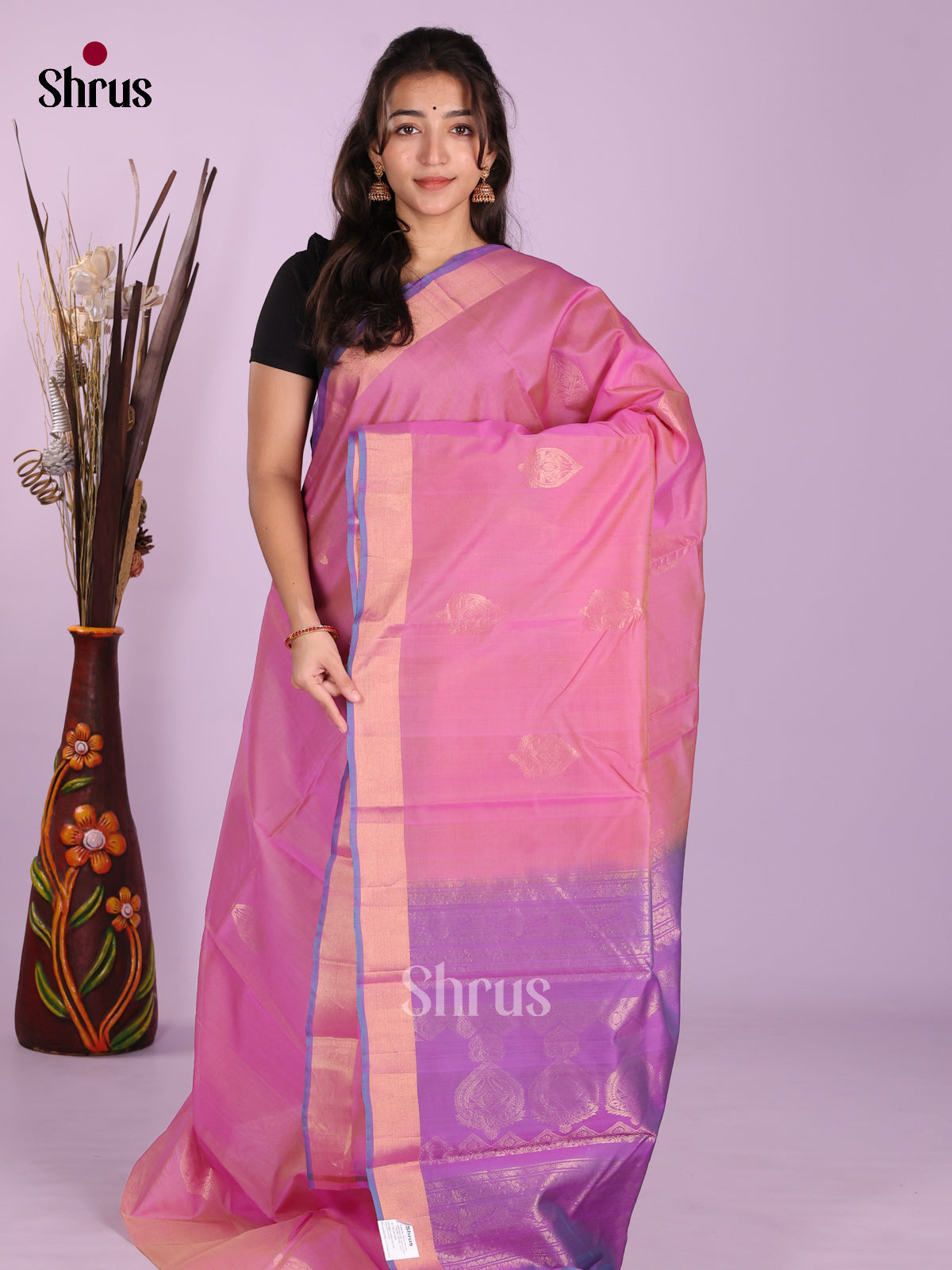 Pink & purple - Timeless Silk Cotton Saree - Shop on Shrus.com