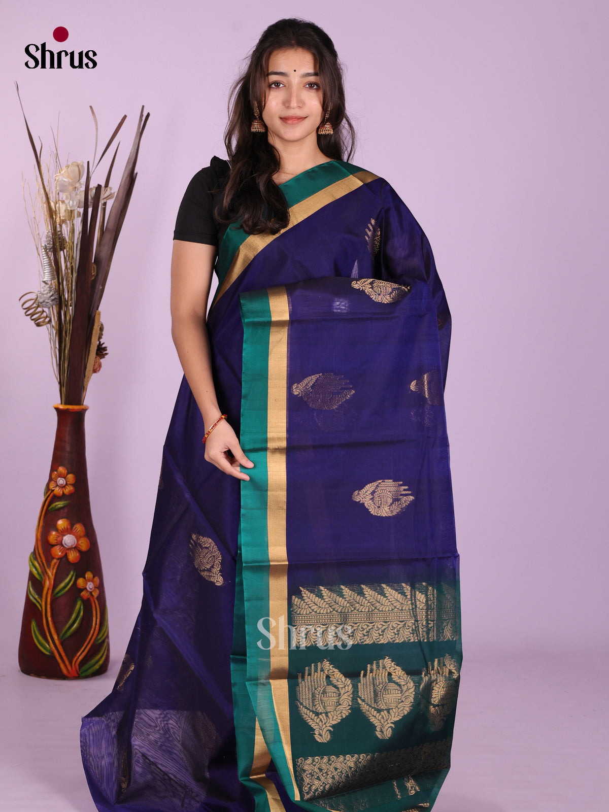 Blue & Peacock Green - Timeless Silk Cotton Saree