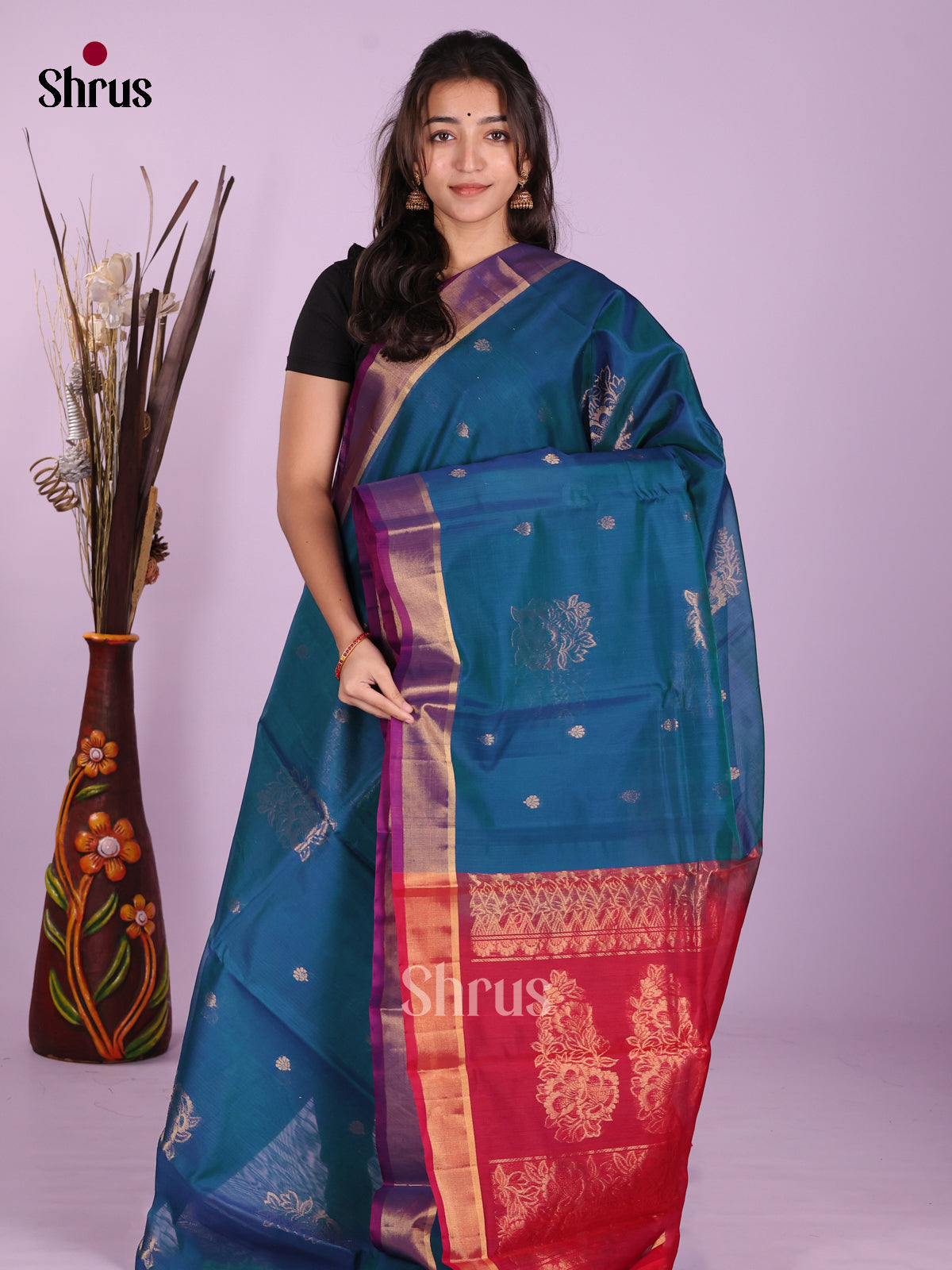 Blue & Maroon- Timeless Silk Cotton Saree