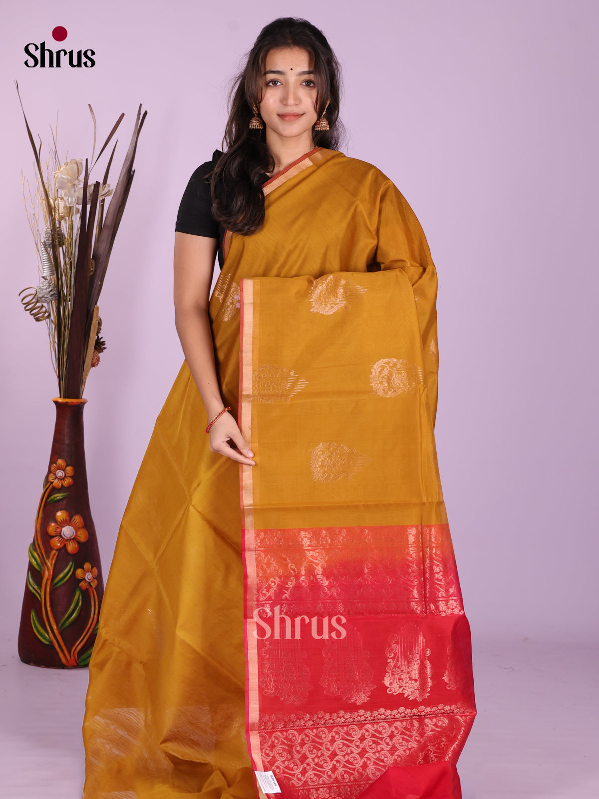 Mustard & Red - Timeless Silk Cotton Saree