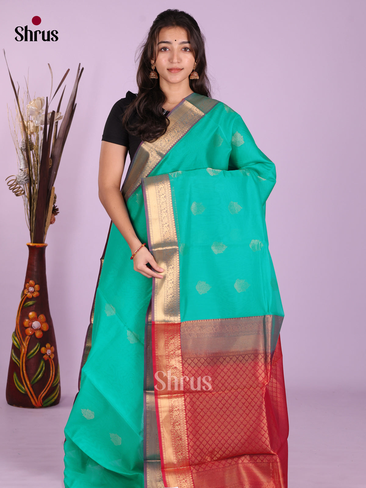 Teal & Red- Timeless Silk Cotton Saree