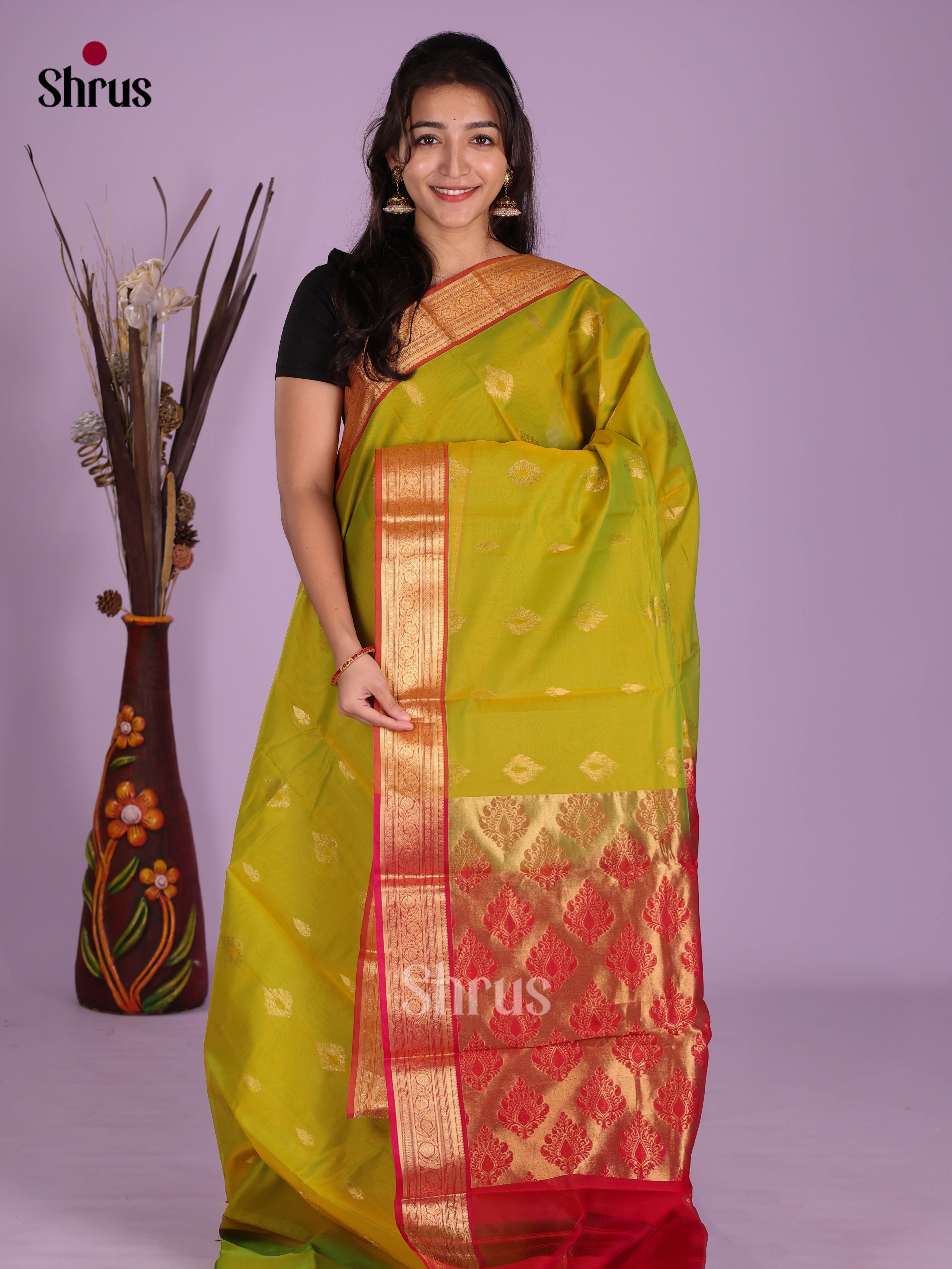 Green & Red - Timeless Silk Cotton Saree