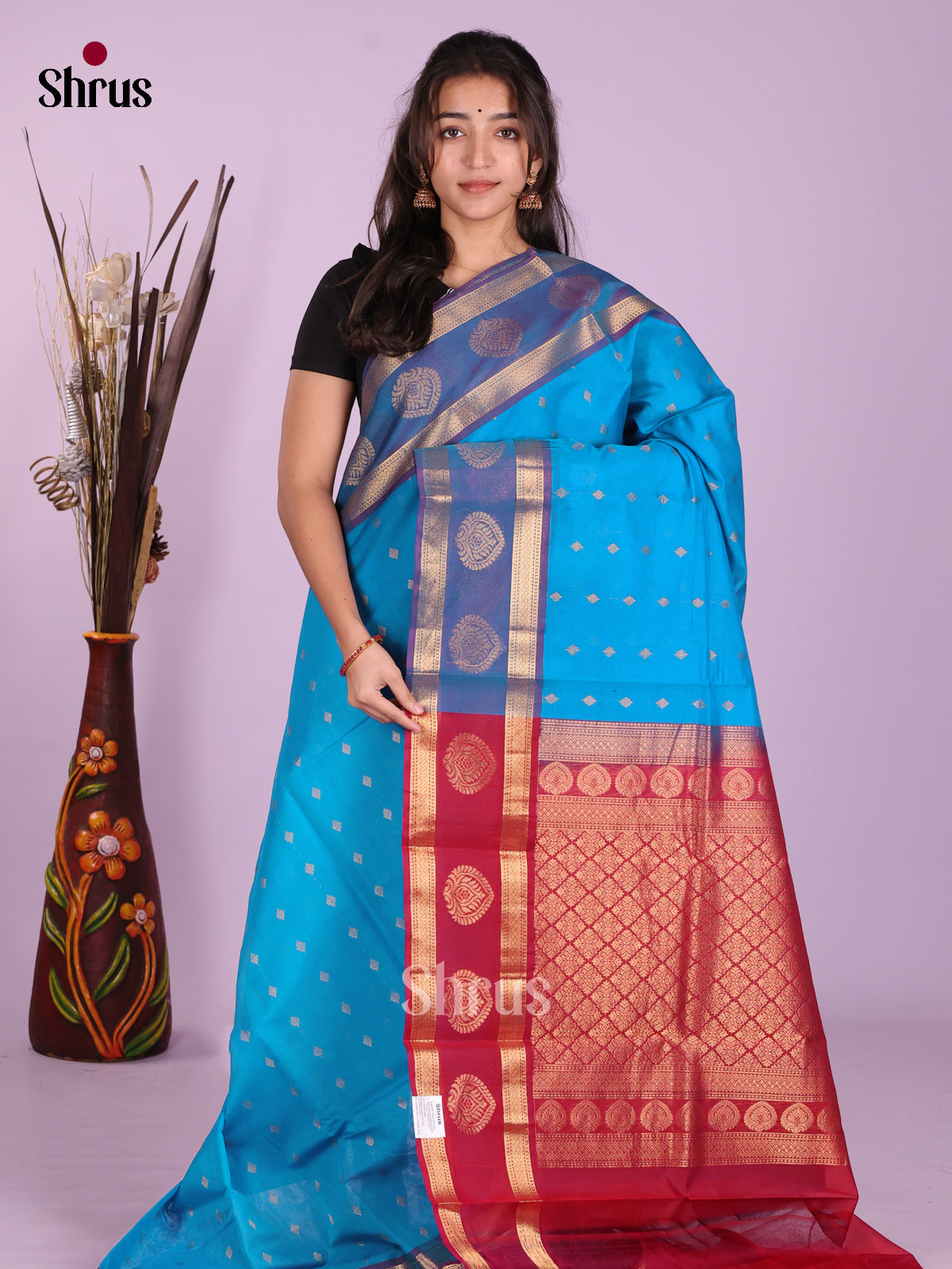 Blue & Maroon - Timeless Silk Cotton Saree
