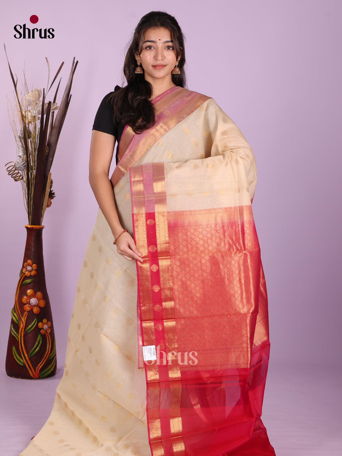 Cream & Red- Timeless Silk Cotton Saree