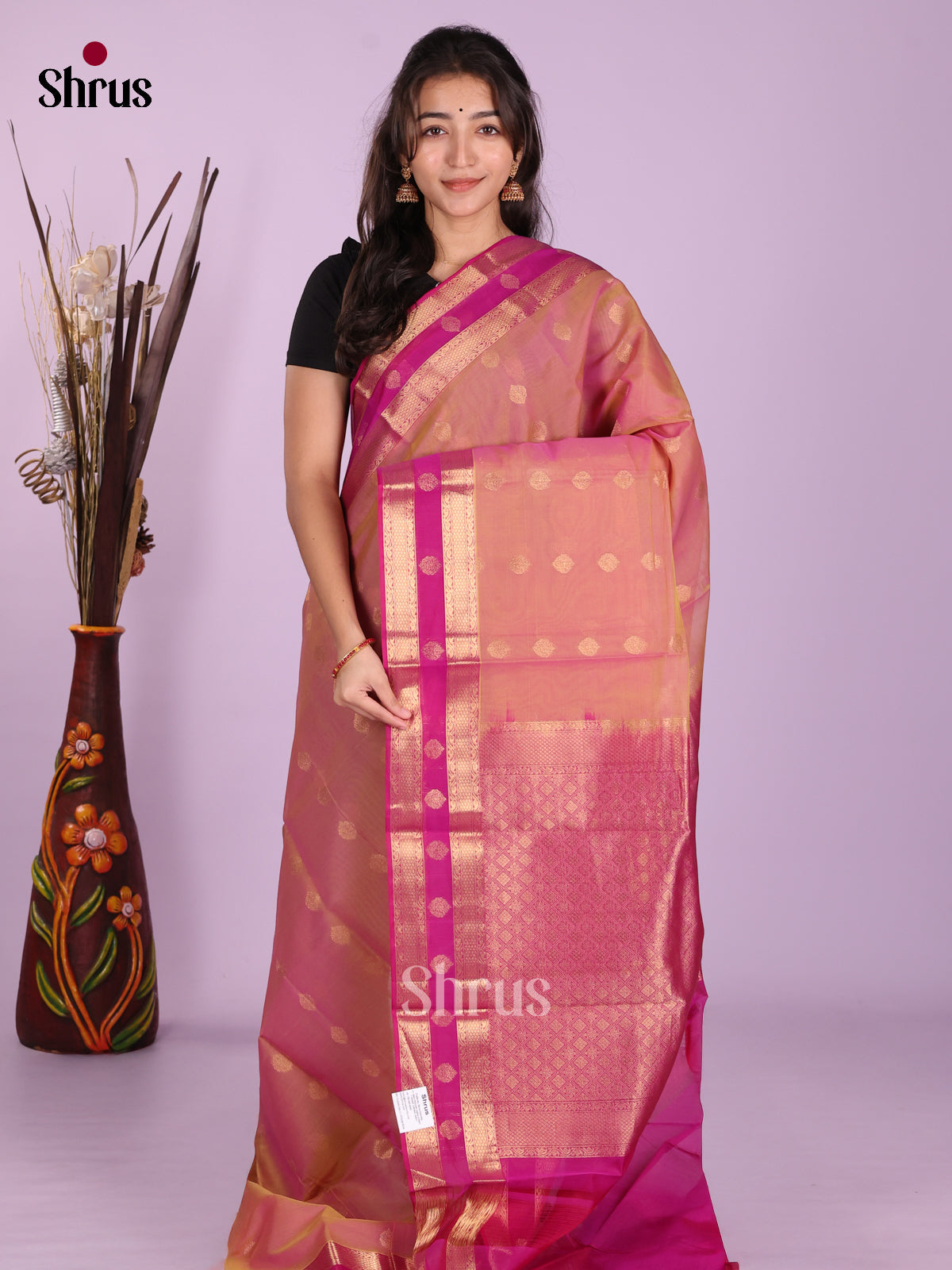 Double Shaded Orangish Pink & Majenta- Timeless Silk Cotton Saree