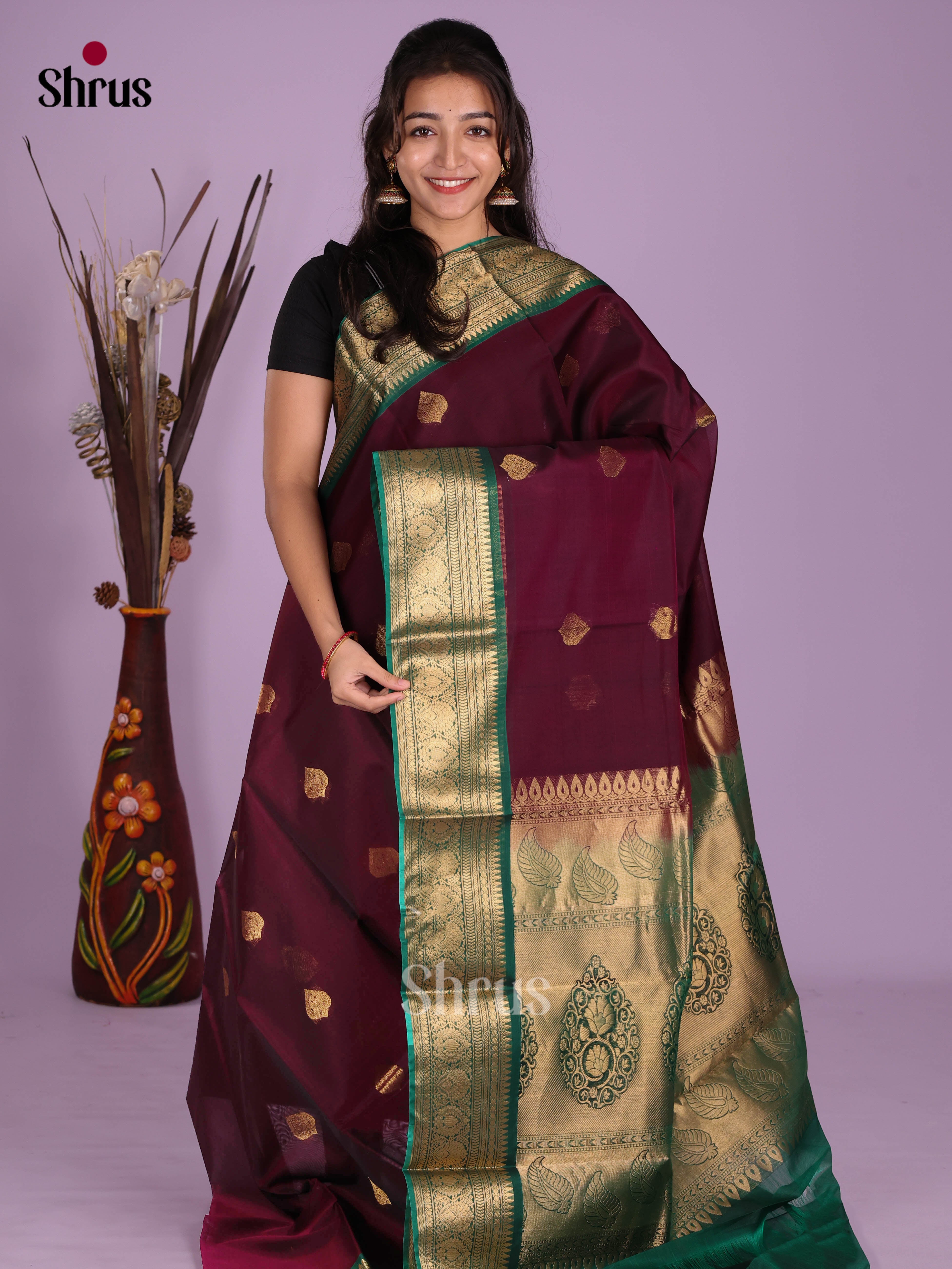 Maroon & Green- Timeless Silk Cotton Saree