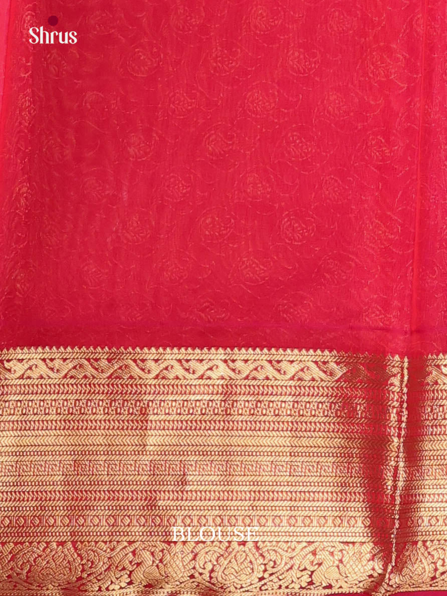 Light Green & Red - Timeless Silk Cotton Saree - Shop on Shrus.com