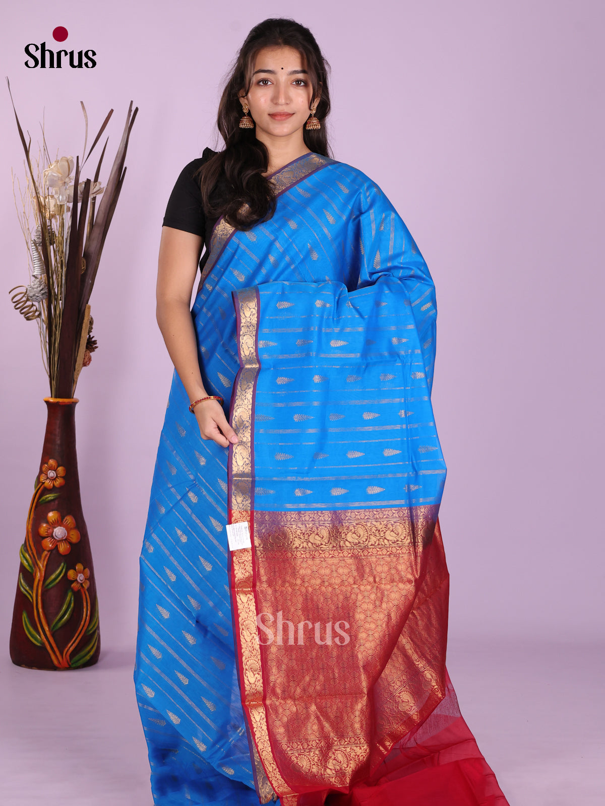 Blue & Maroon- Timeless Silk Cotton Saree