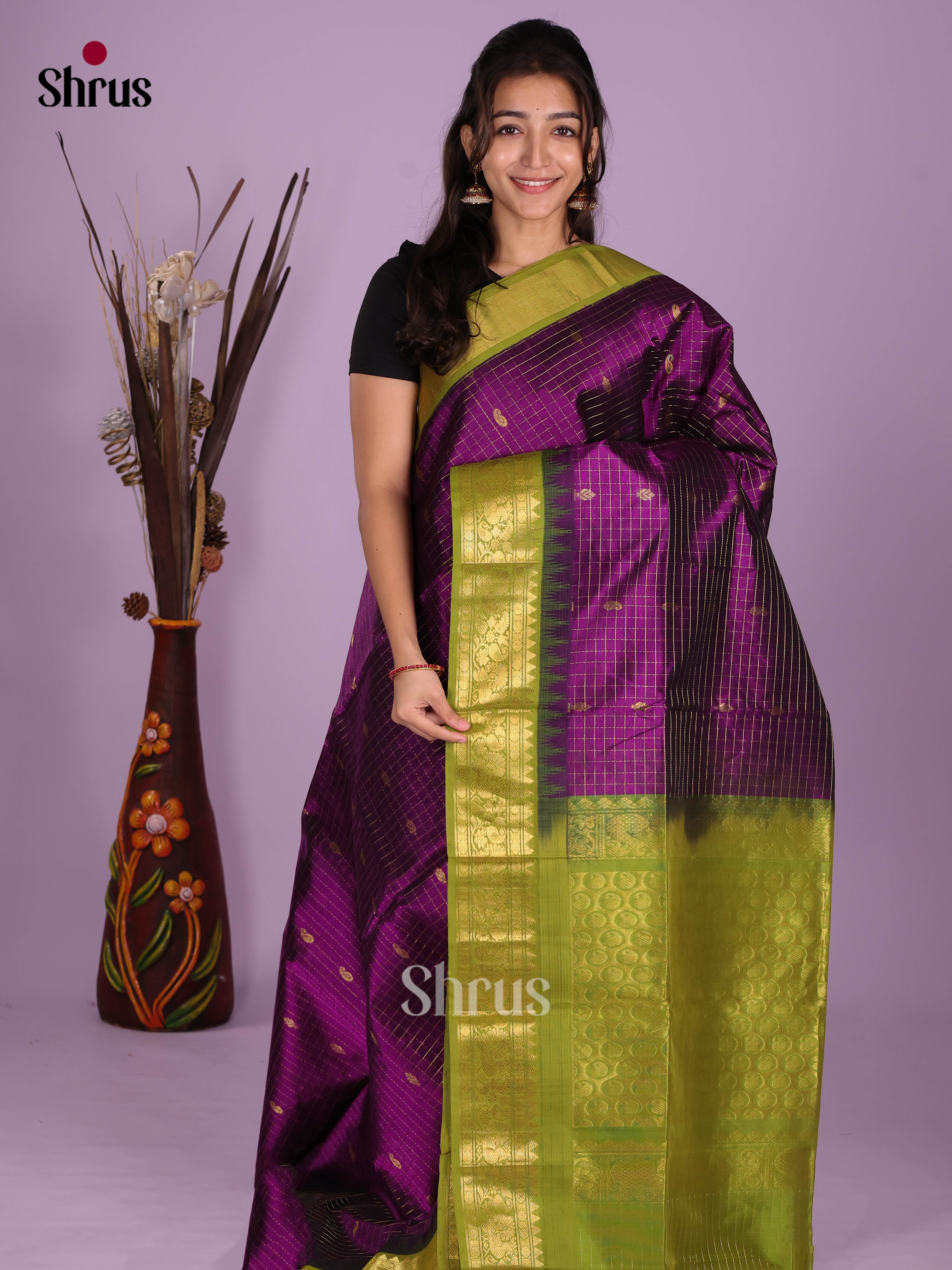 DKS08623 - Silk Cotton Saree - Shop on Shrus.com