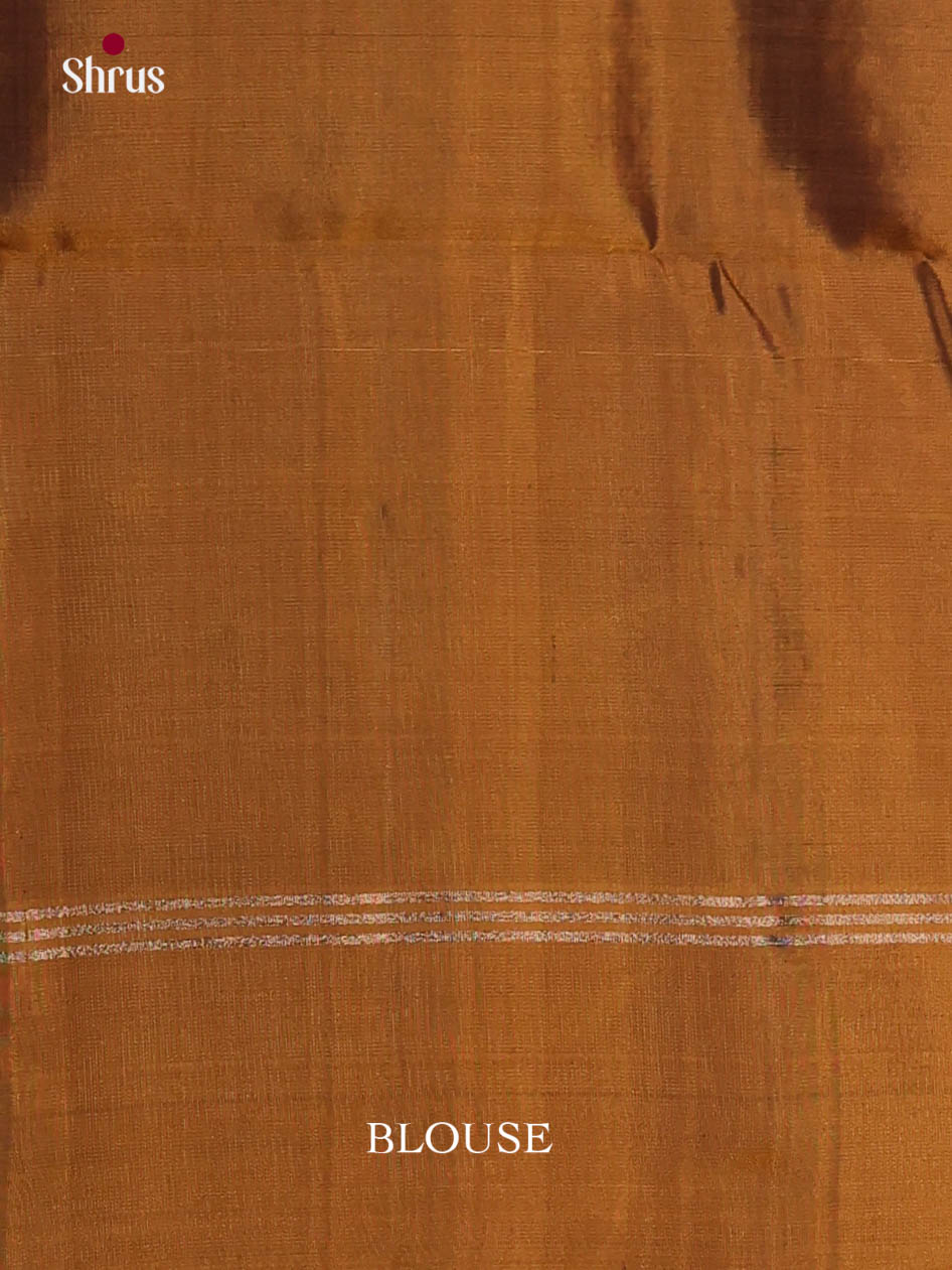 Classy Maroon & Mustard Soft Silk Saree with zari buttas , stripes & brocade pallu