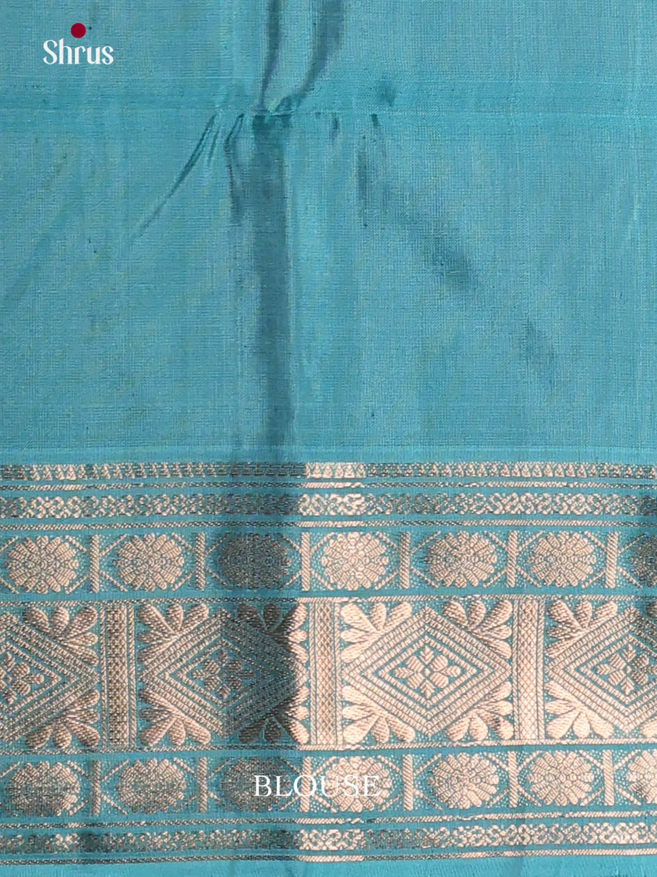 Royal Blue & Light Blue Soft Silk Saree gleams with gold zari deer motifs