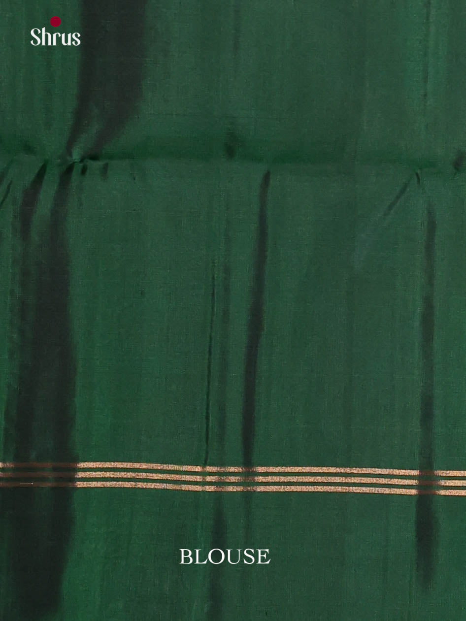 Classic Green single tone Soft Silk Saree with zari stripes & Brocade pallu