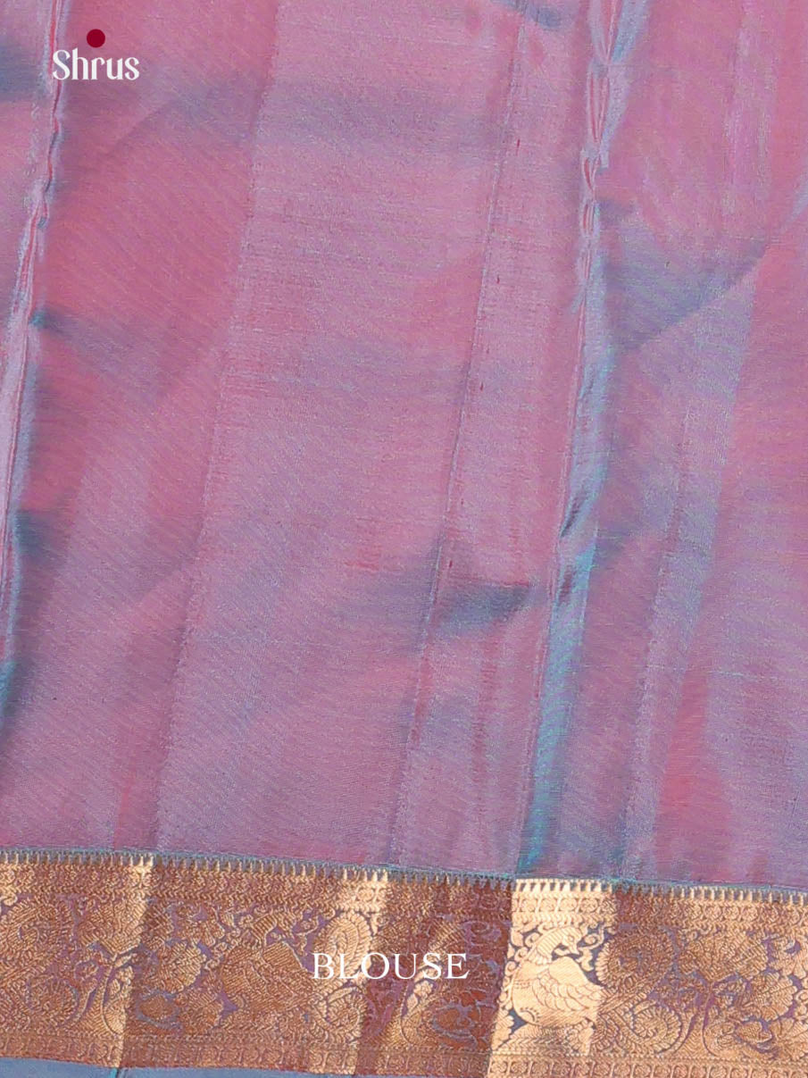 Pink & Blue- Kanchipuram-halfpure Saree - Shop on Shrus.com