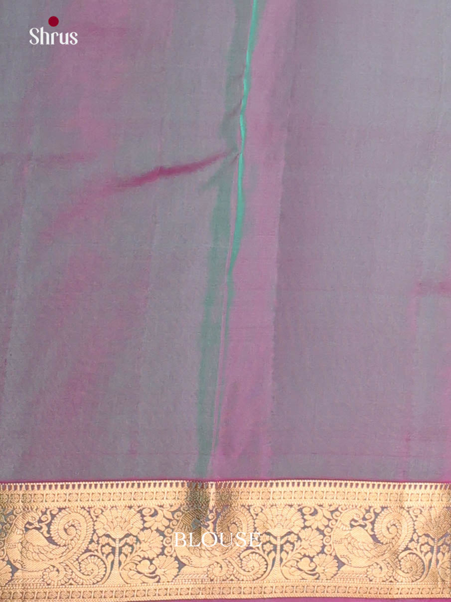 Green & Purple- Kanchipuram-halfpure Saree - Shop on Shrus.com