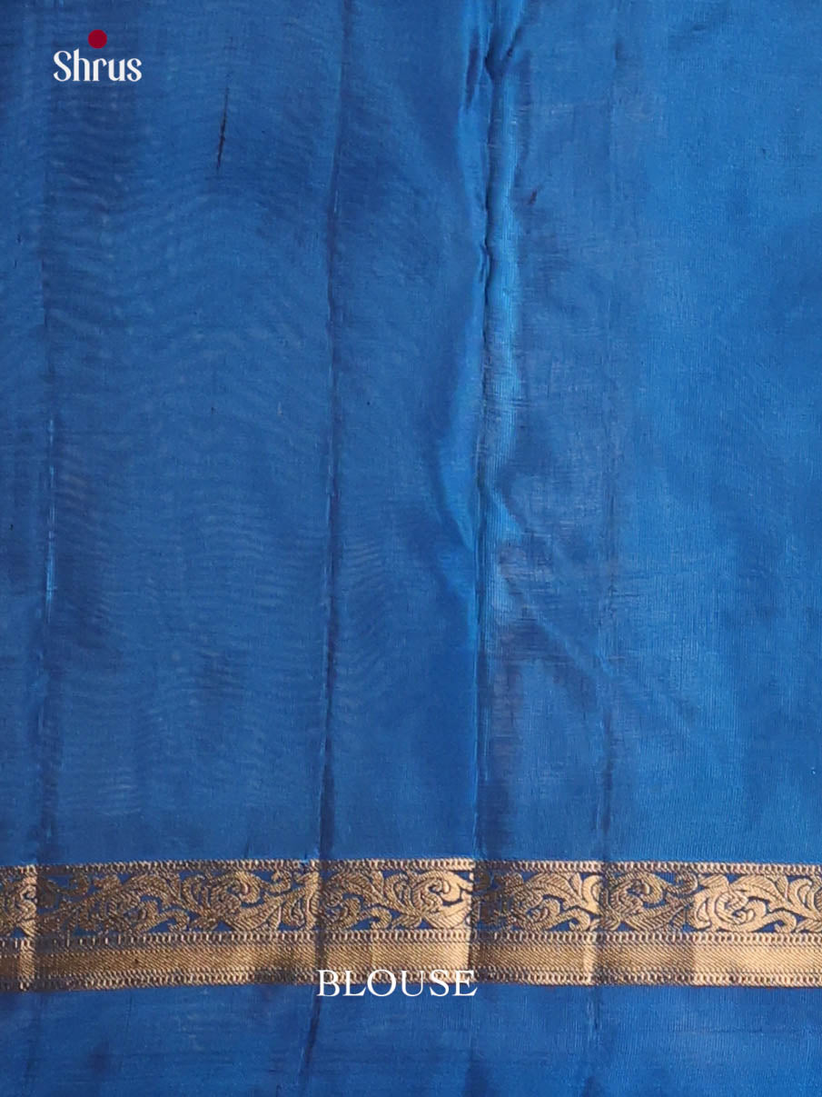 Brown & Blue - Kanchipuram-halfpure Saree