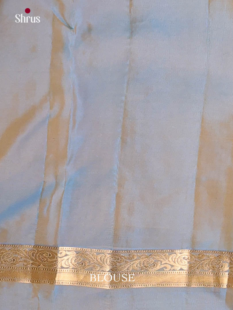 Brown & Blue - Kanchipuram-halfpure Saree