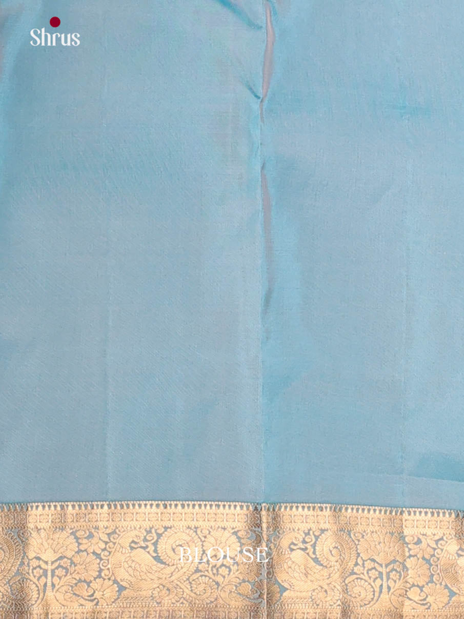 Grey & Blue- Kanchipuram-halfpure Saree - Shop on Shrus.com