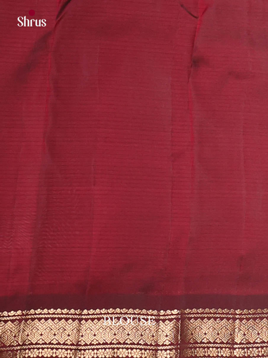 red & Maroon - Kanchipuram-halfpure Saree - Shop on Shrus.com