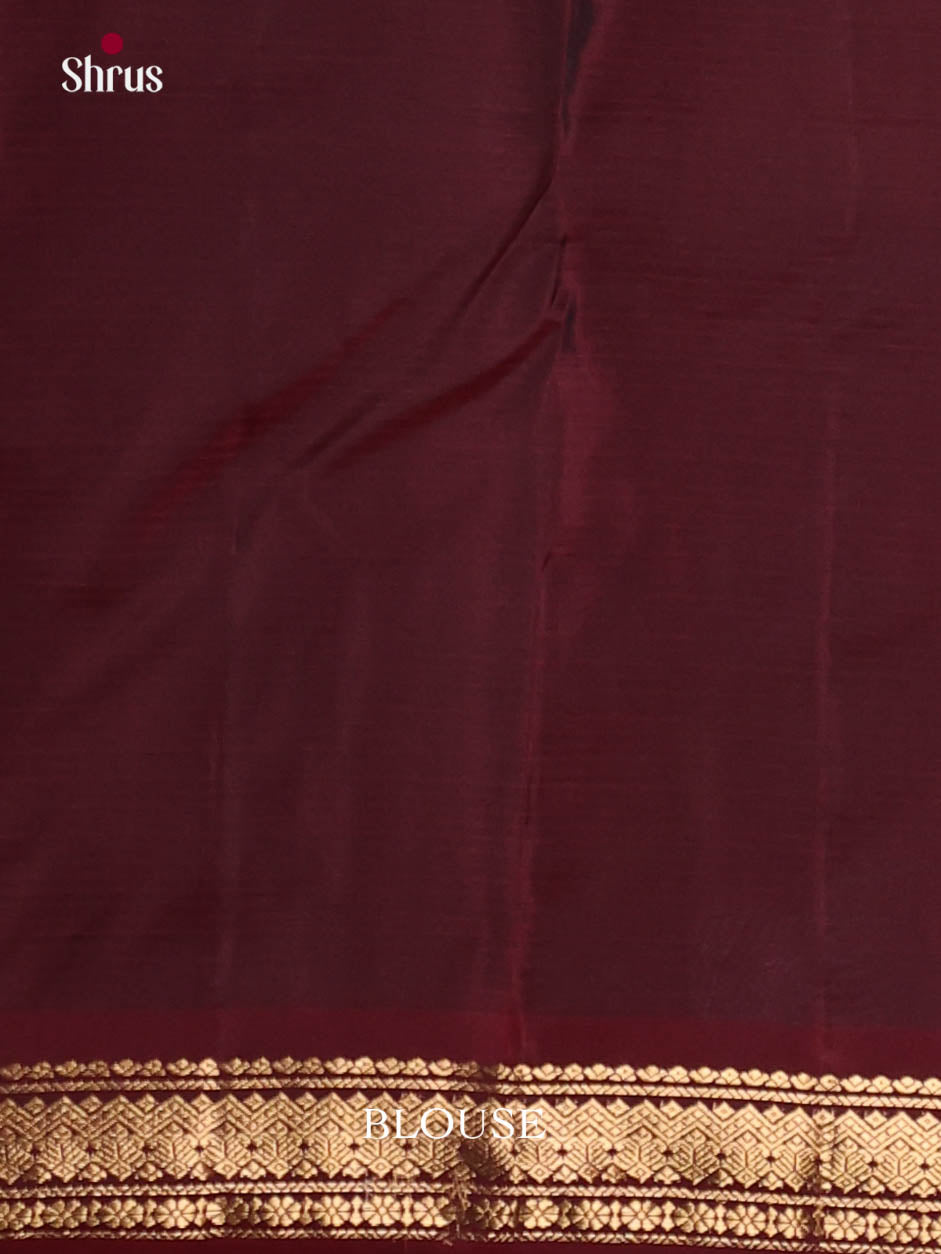Blue & Maroon - Kanchipuram-halfpure Saree