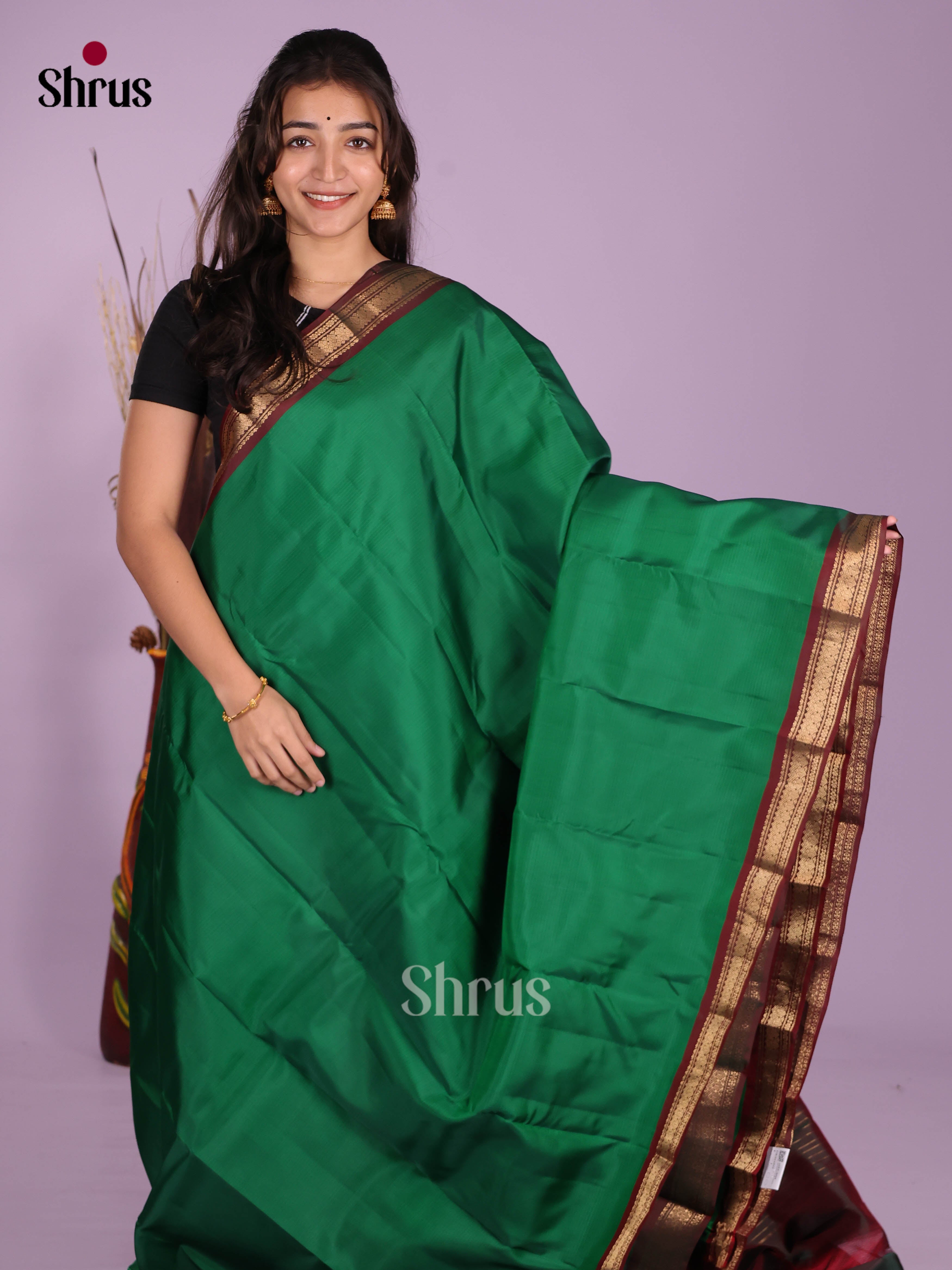 Green & Maroon - Kanchipuram-halfpure Saree - Shop on Shrus.com