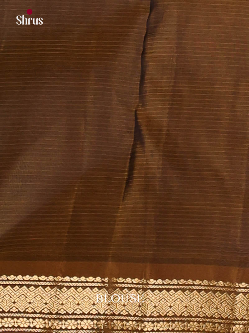 Violet & Brown - Kanchipuram-halfpure Saree
