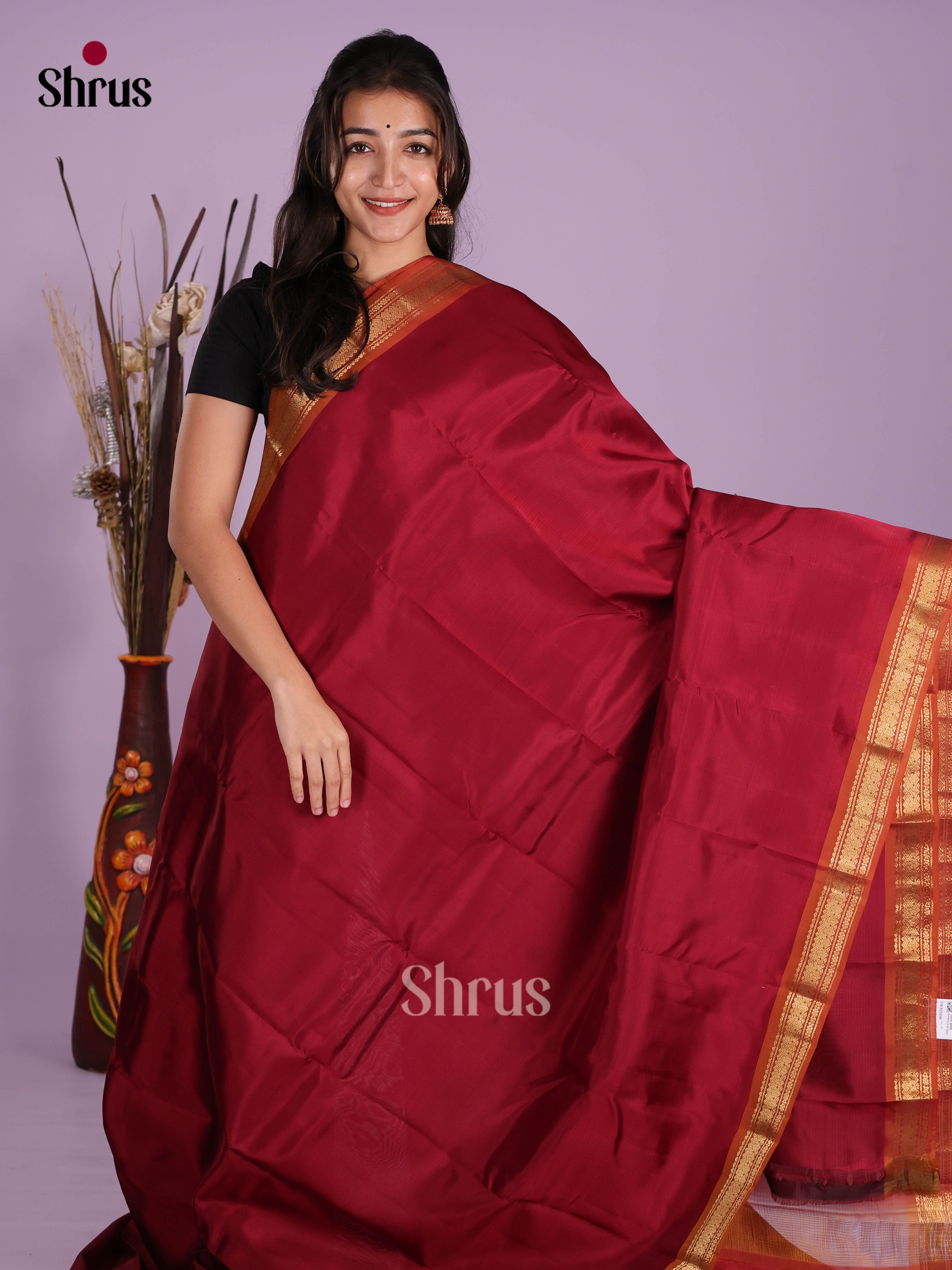 Red & Brick- Kanchipuram-halfpure Saree