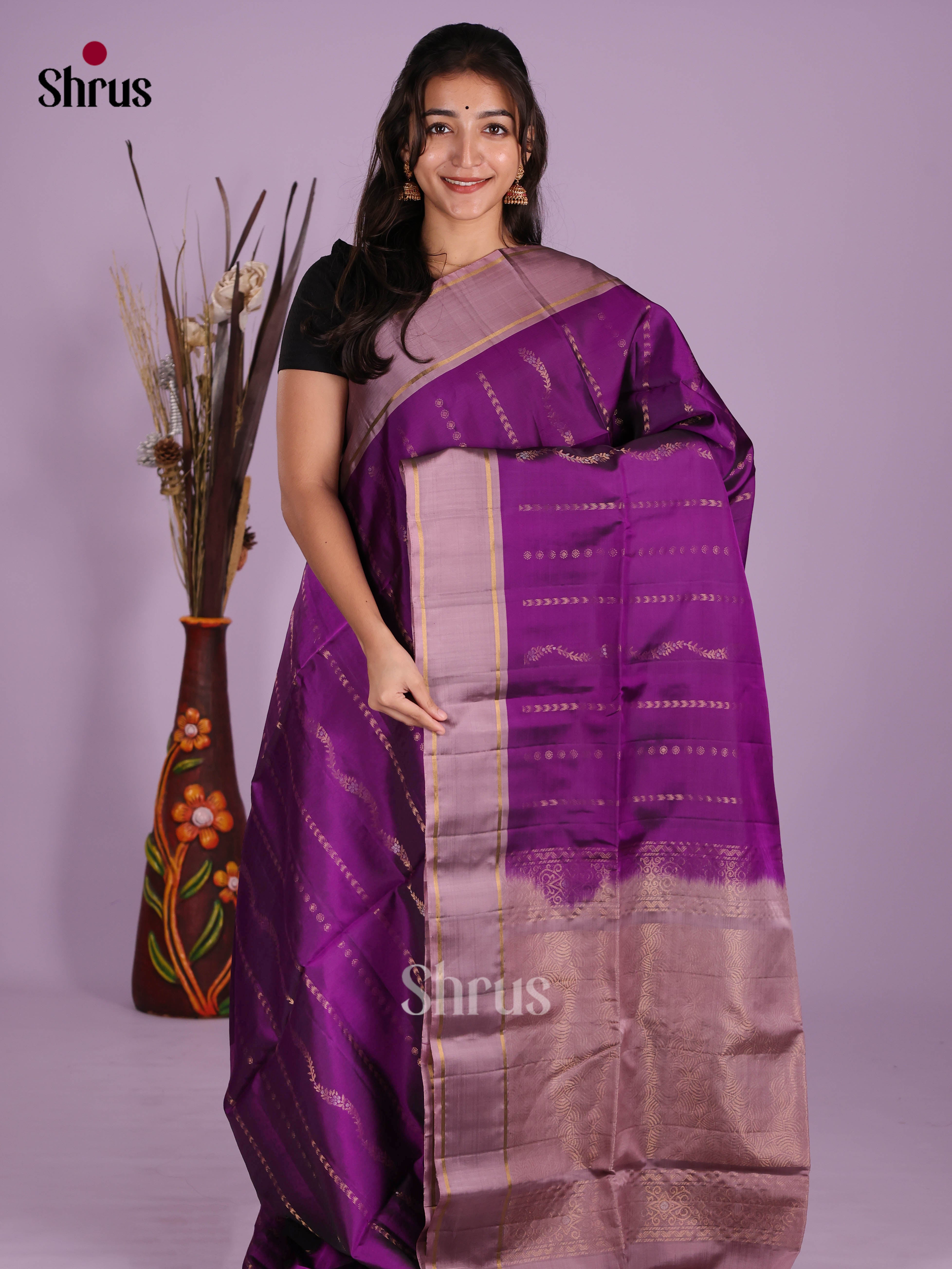 Violet & Mauve - Softsilk-halfpure Saree