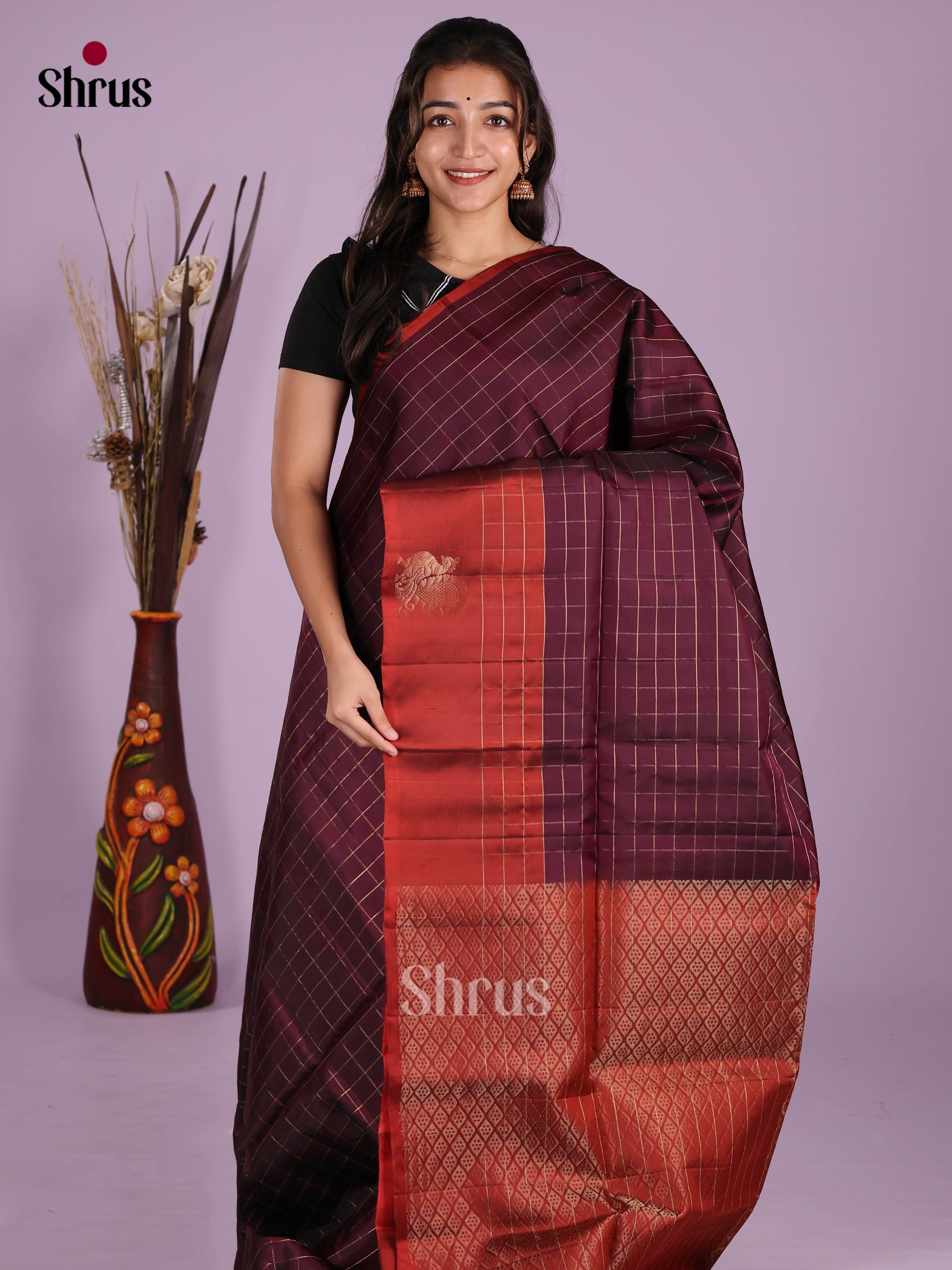 Maroon & Red- Softsilk-halfpure Saree