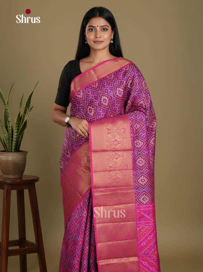 Purple & Pink - Semi Patola Saree