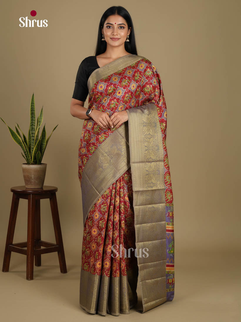 Maroon & Purple - Semi Patola Saree