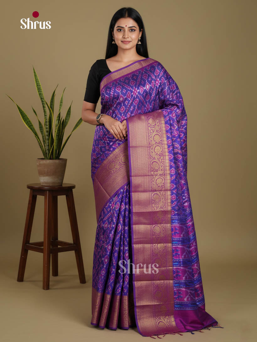 Blue & Purple - Semi Patola Saree