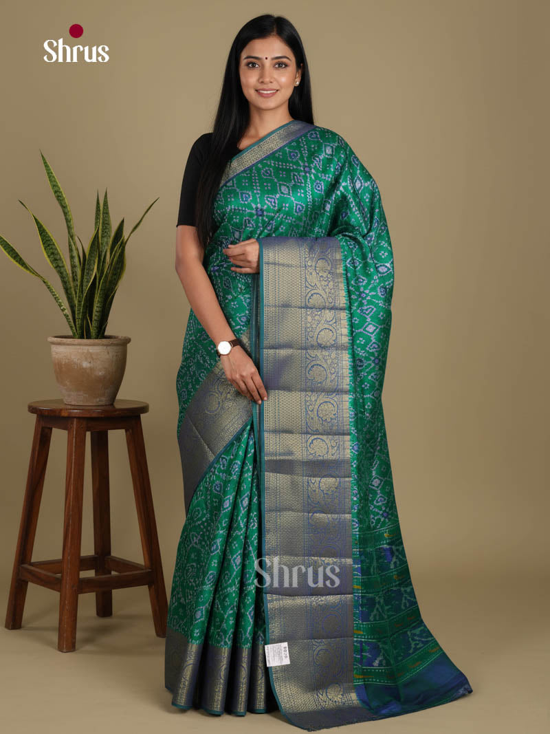 Green & Blue - Semi Patola Saree