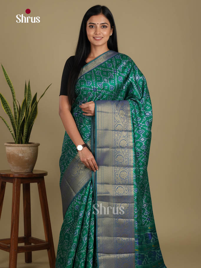 Green & Blue - Semi Patola Saree