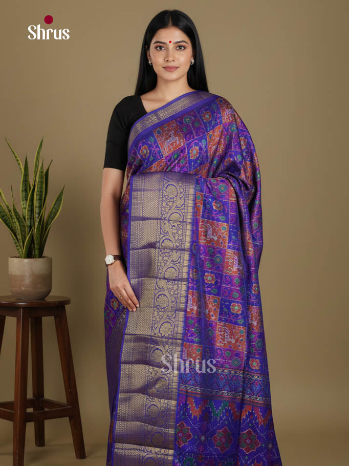 Blue - Semi Patola Saree