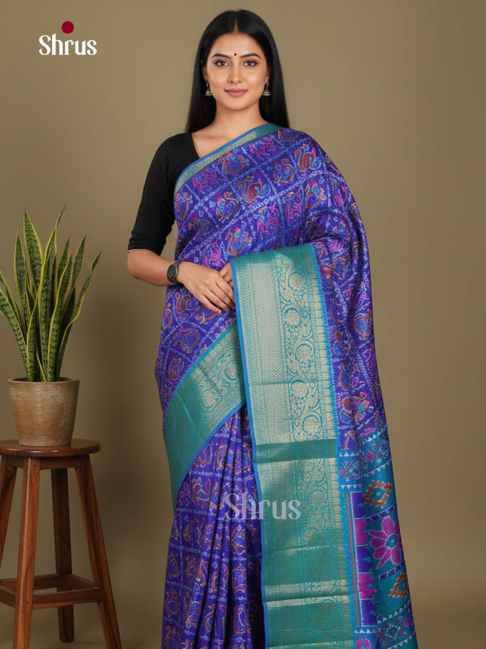 Blue & Light Blue - Semi Patola Saree