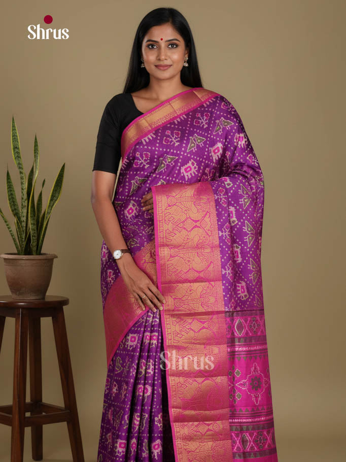 Purple & Pink- Semi Patola Saree