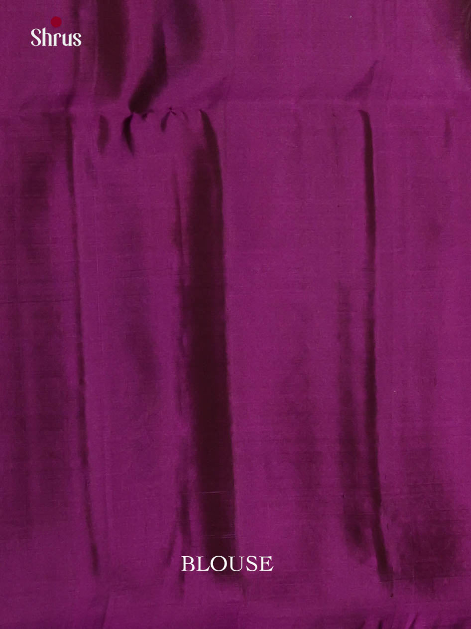 Vivacious Brown & Purple Soft Silk Saree with gold, silver zari floral motifs