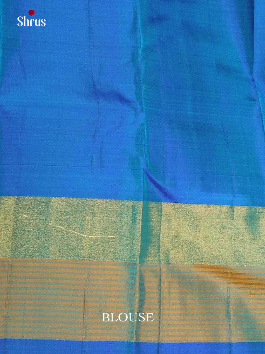 Beautiful Teal & Blue Kanchipuram silk Saree with self jacquard