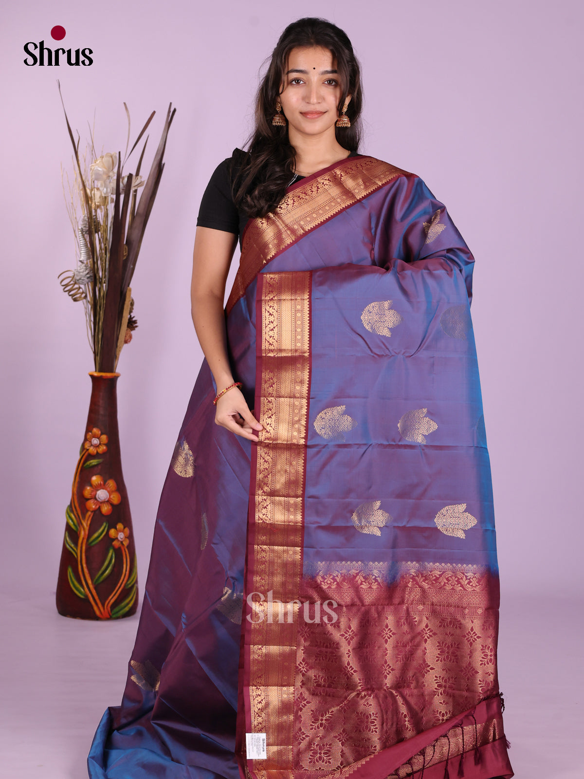 DKS11284 - Kanchipuram-halfpure Saree - Shop on Shrus.com