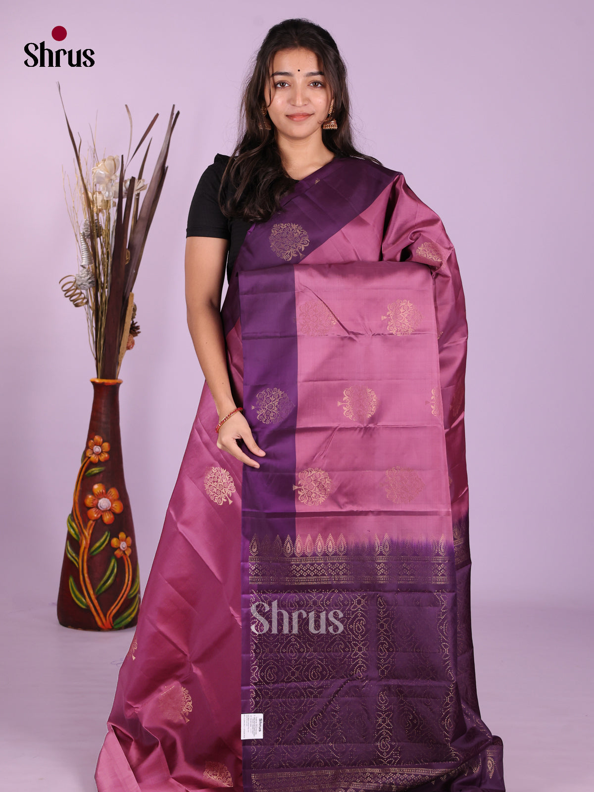 Onion Pink & Violet - Softsilk-halfpure Saree - Shop on Shrus.com